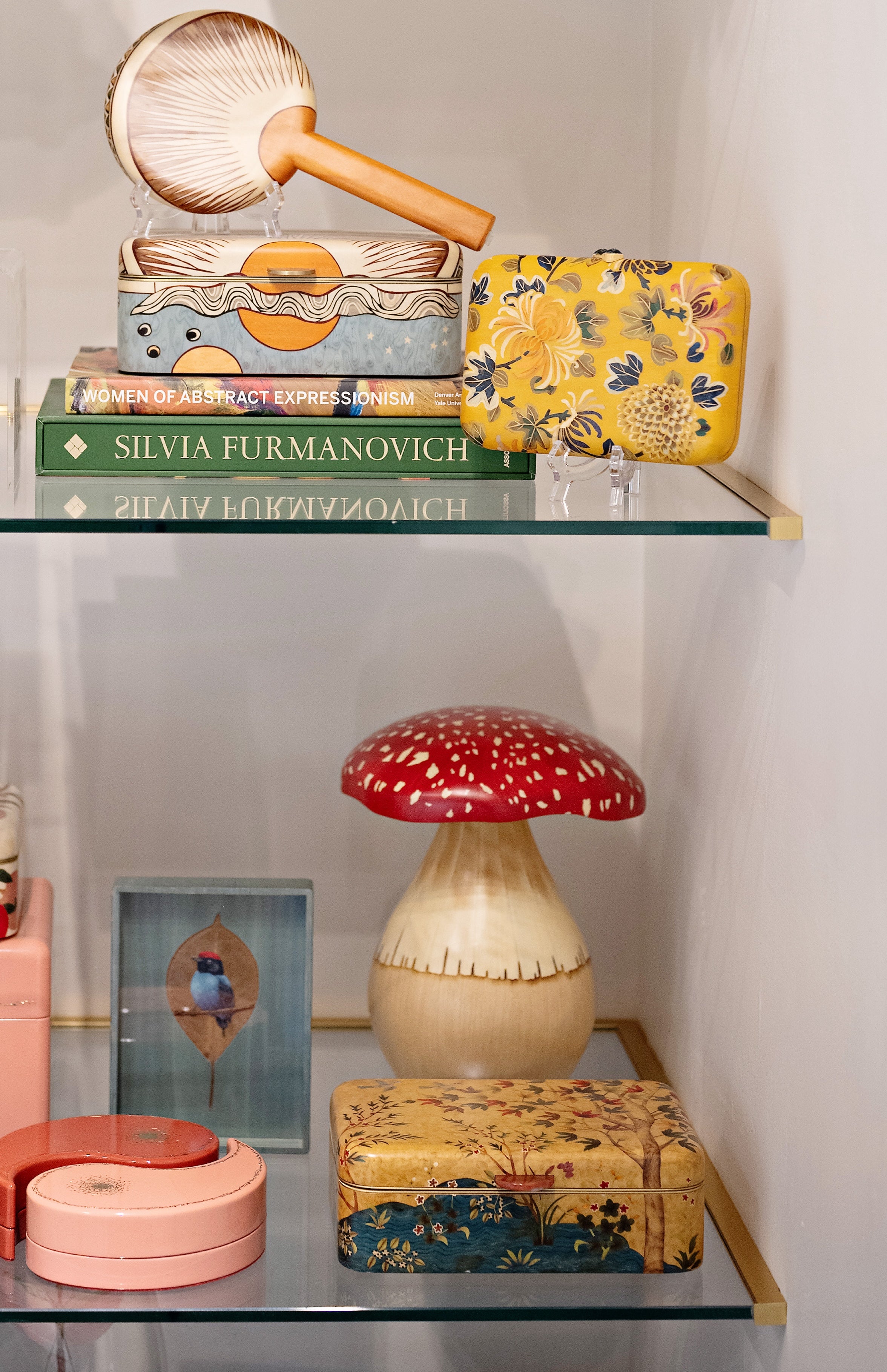 Medium Red Marquetry Mushroom