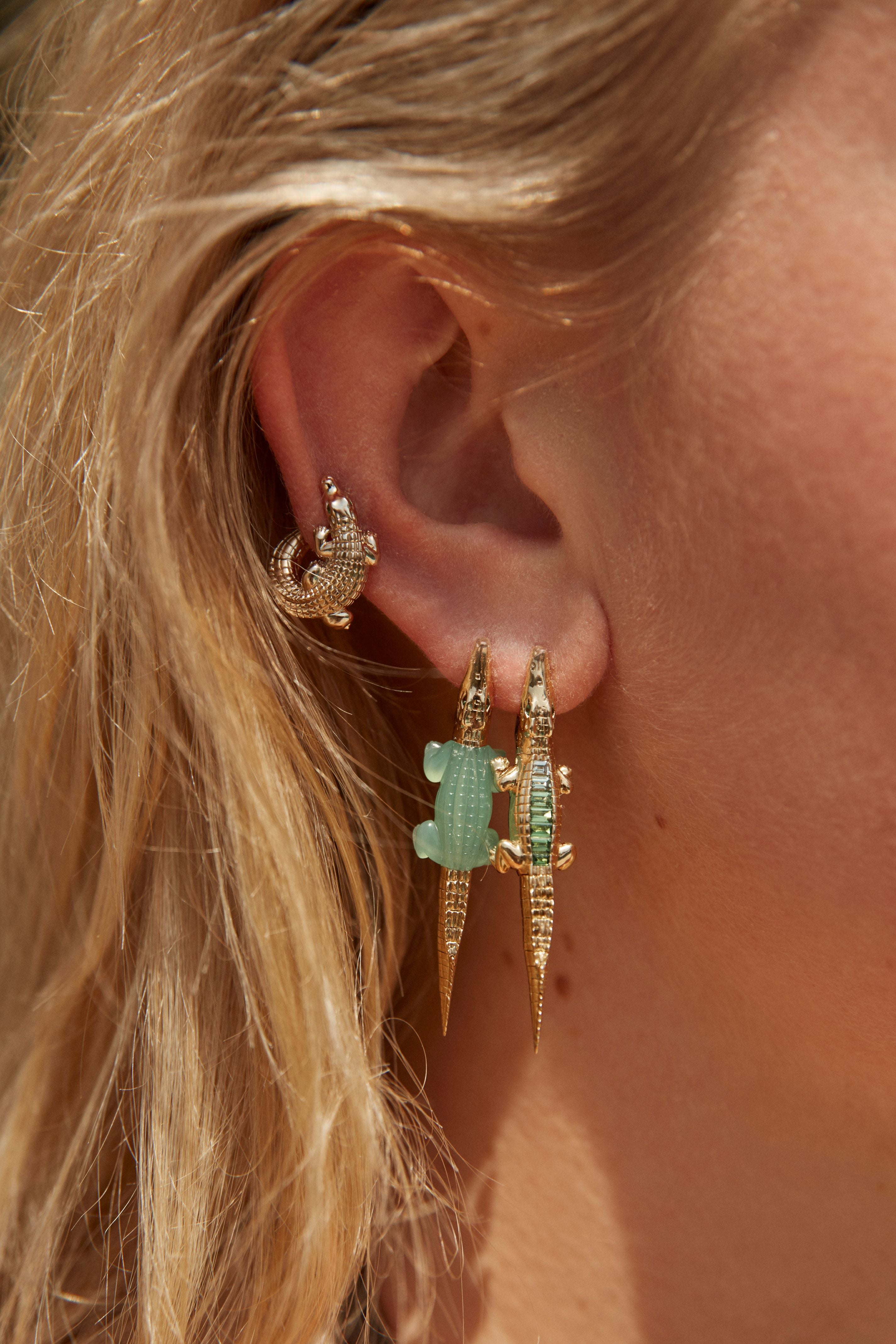 Gold Alligator Twist Earrings
