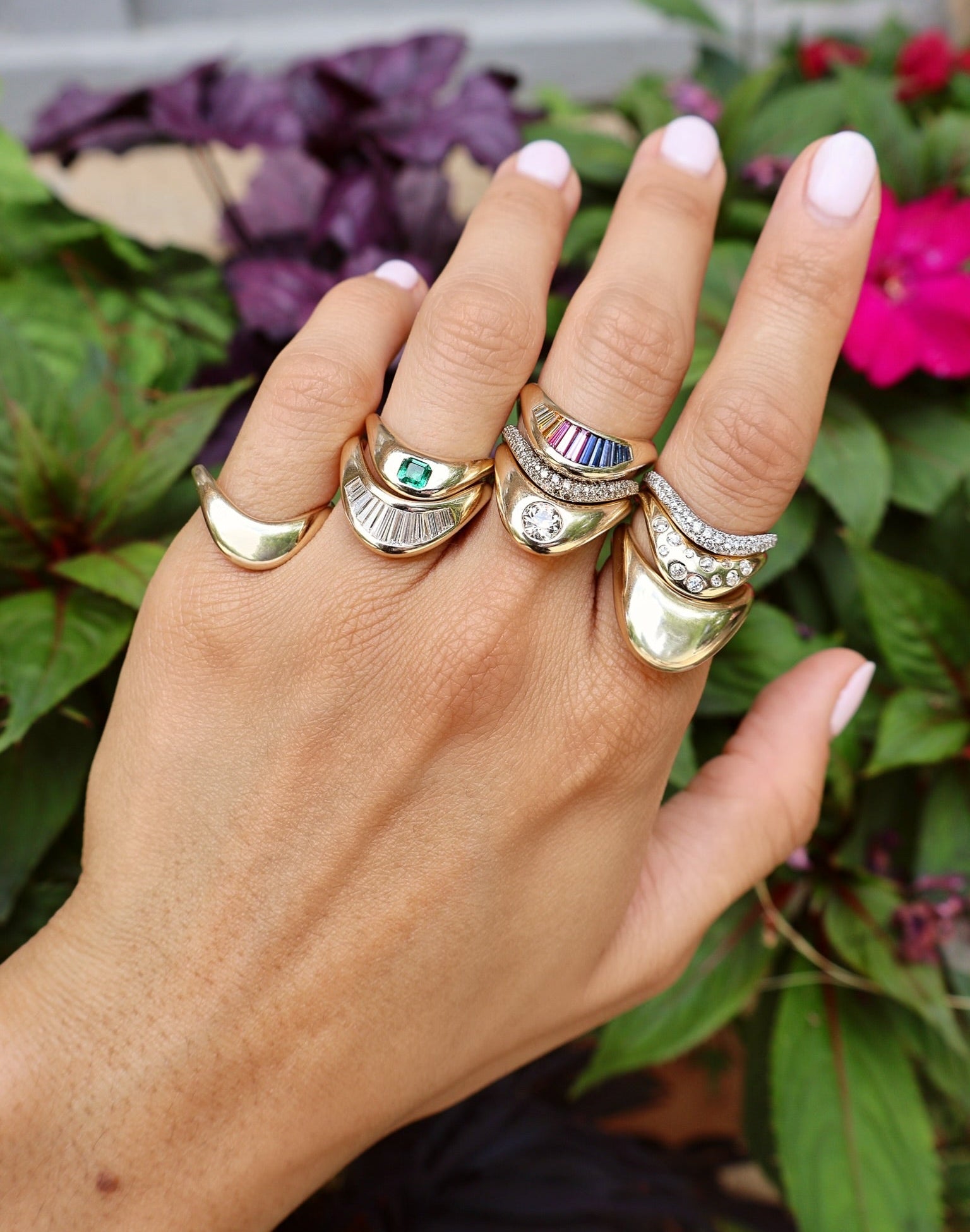 14k yellow gold rainbow sapphire petite ZAHA ring by Zahn Z Tiny Gods