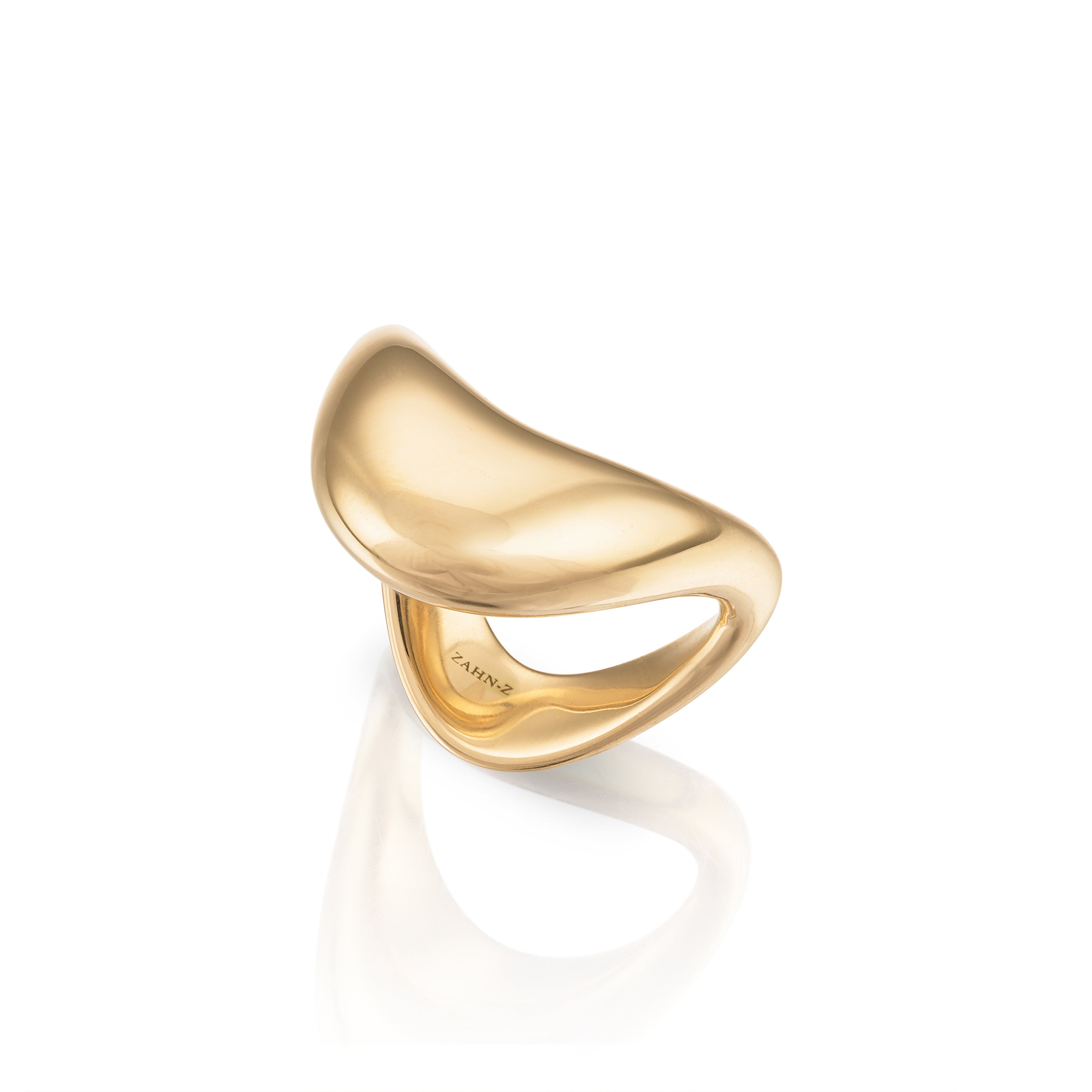 14k yellow gold big ZAHA solid plain gold band ring Zahn-Z Tiny Gods