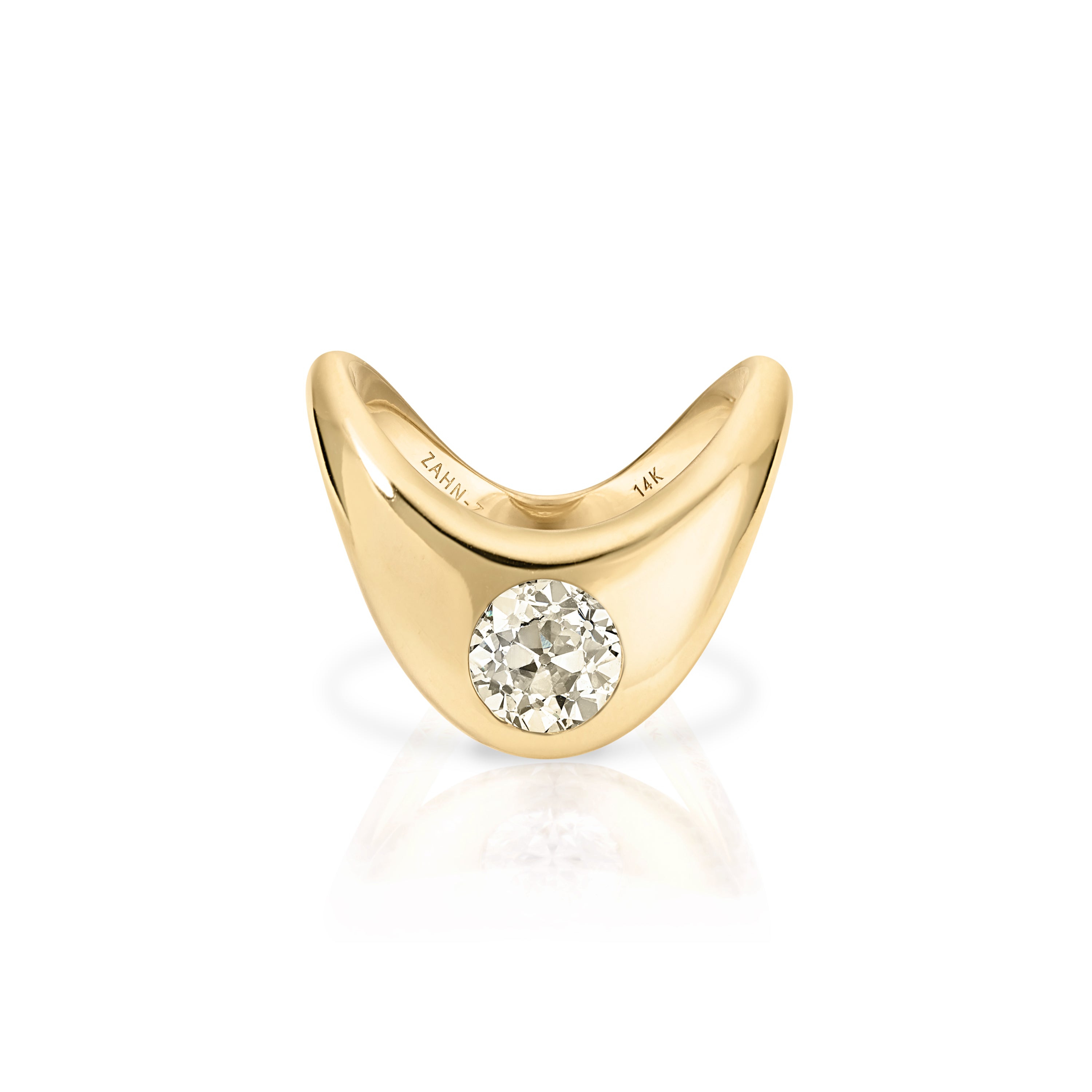 14k yellow gold medium ZAHA champagne round diamond ring by Zahn Z Tiny Gods