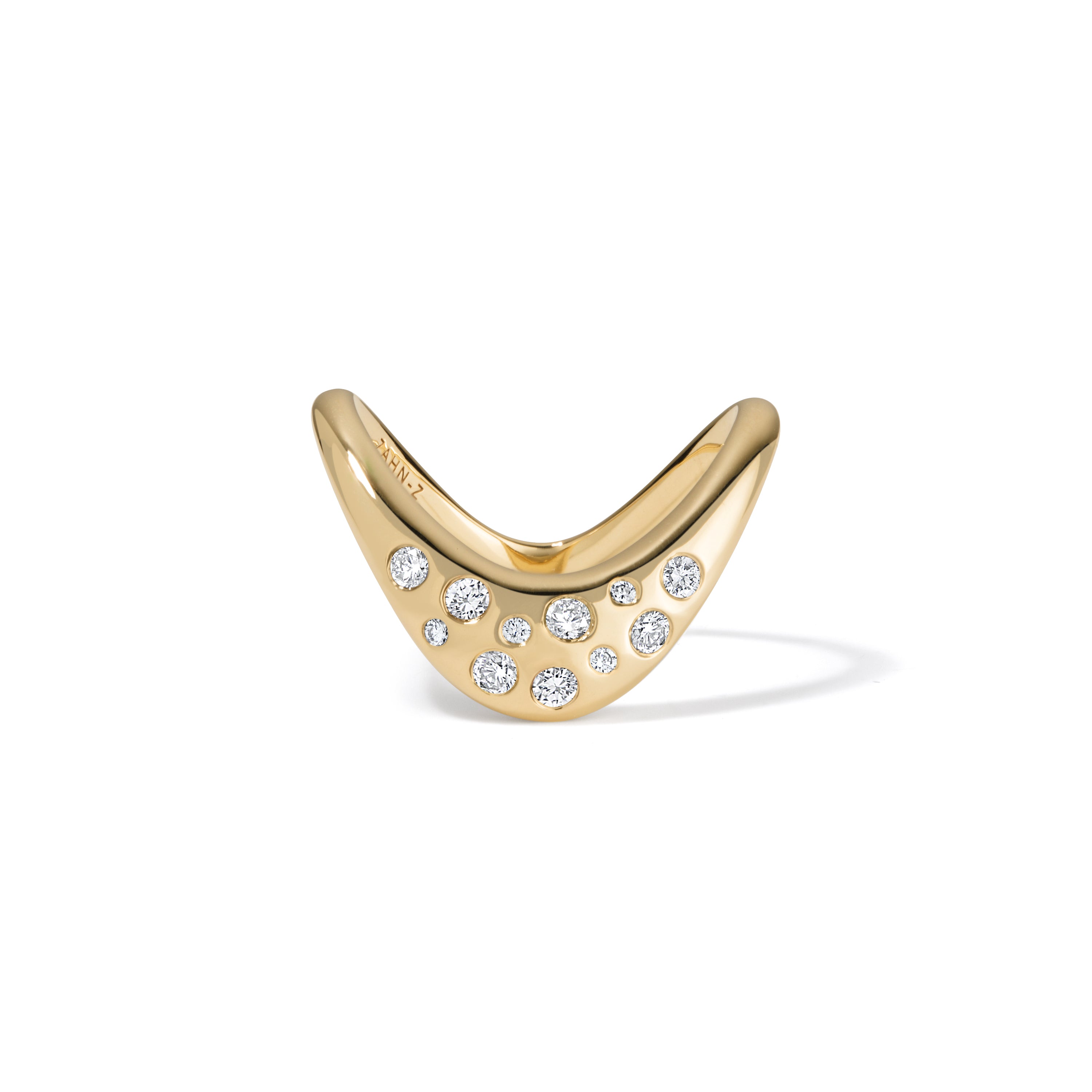 14k yellow gold petite diamond confetti ZAHA ring by Zahn Z Tiny Gods