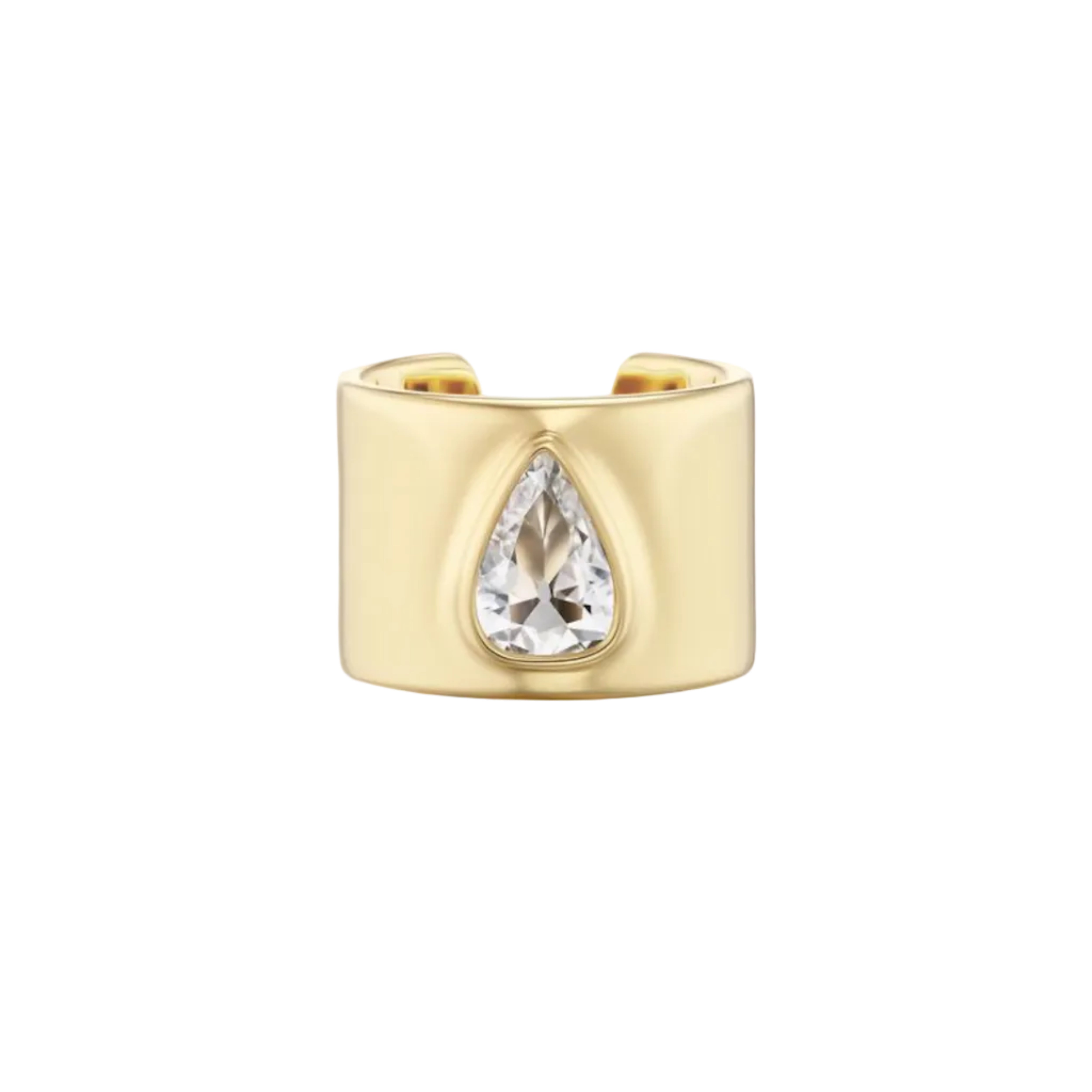 15mm cuff pear ring with diamonds yellow gold uniform object tiny gods