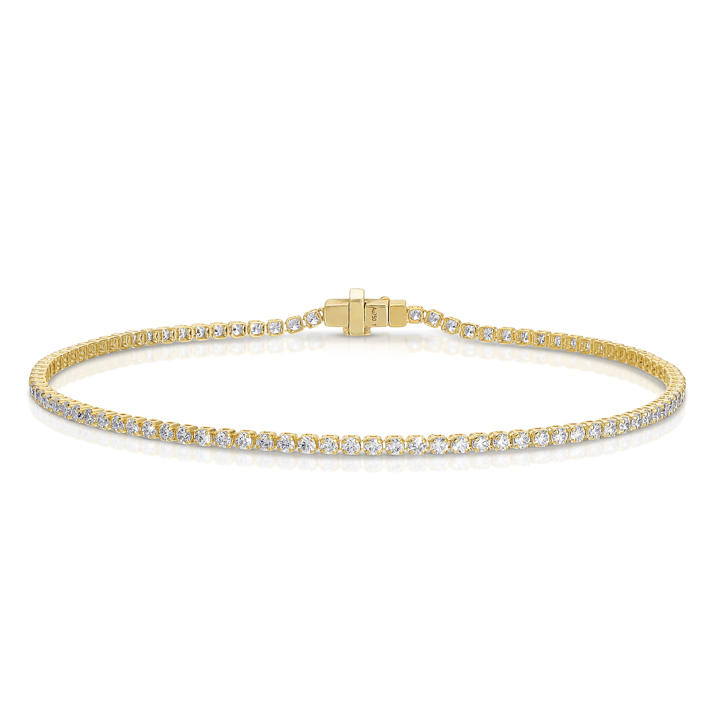 18k yellow gold mini round diamond prong tennis bracelet Tiny Gods