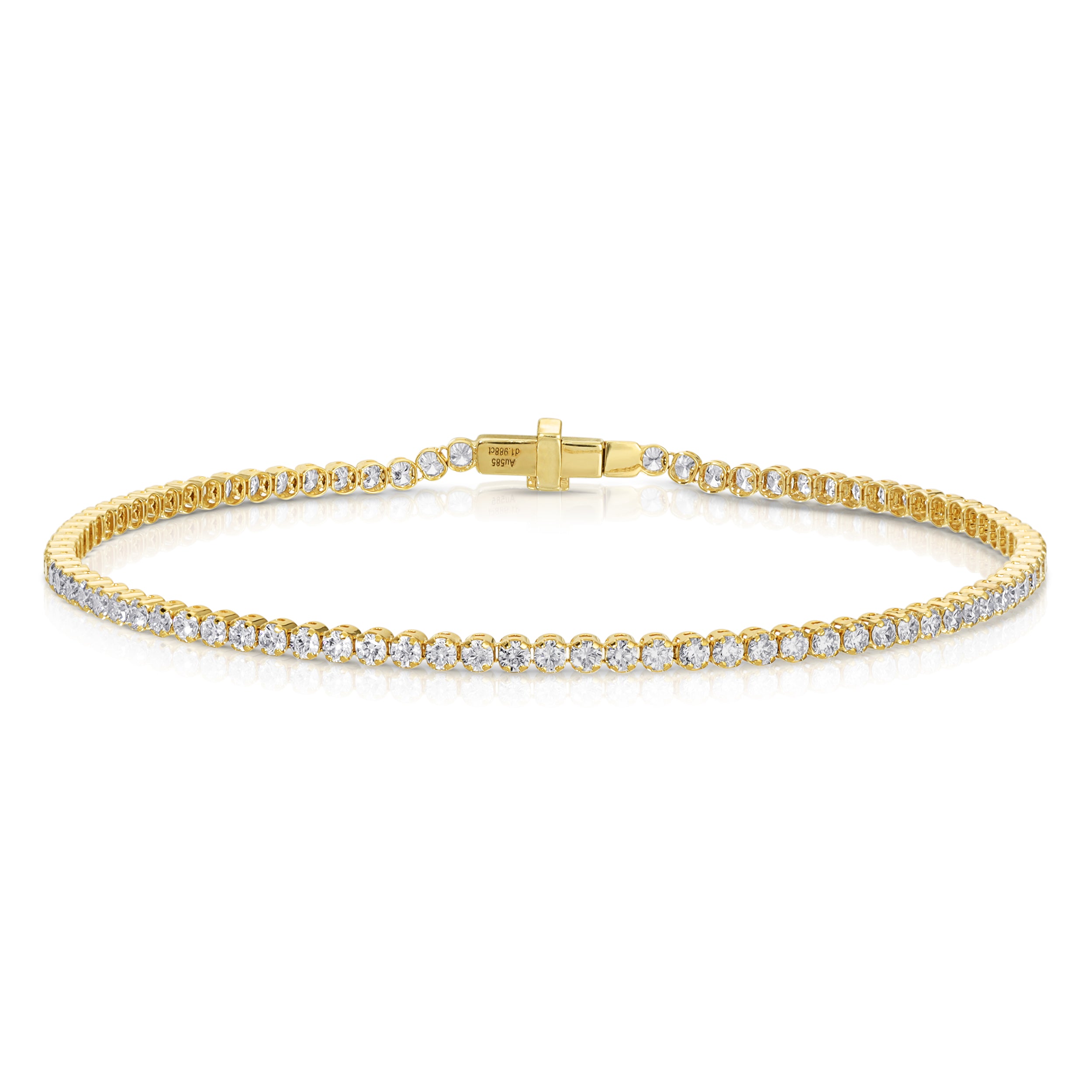 18k yellow gold small round diamond tennis bracelet Tiny Gods