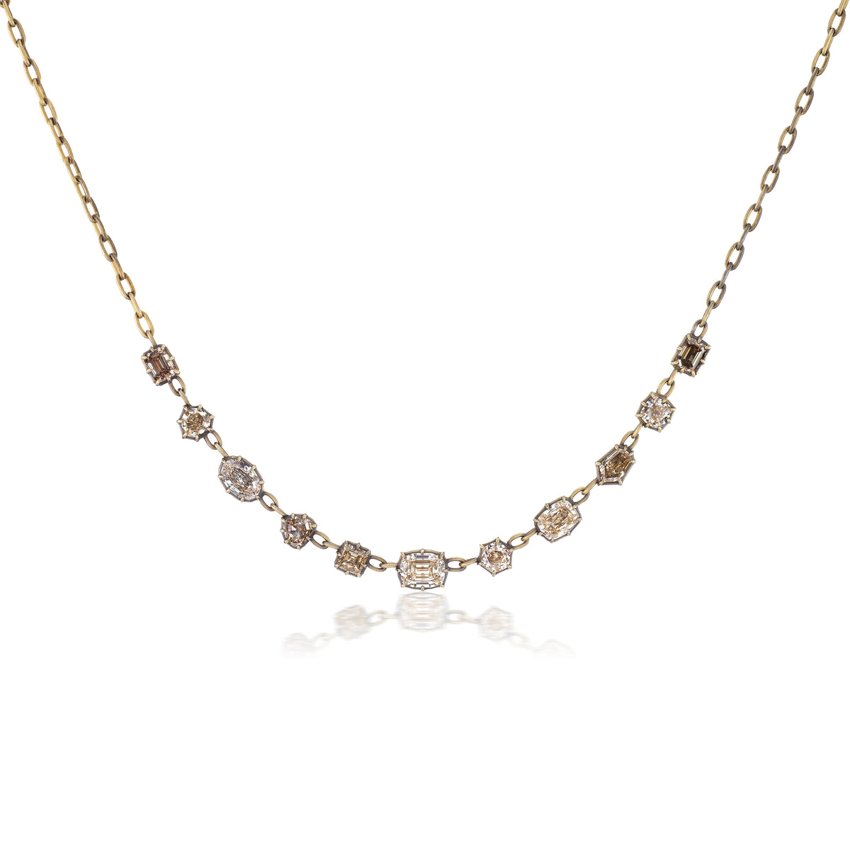 18k yellow gold champagne desert diamond chain link necklace by Tiny Gods