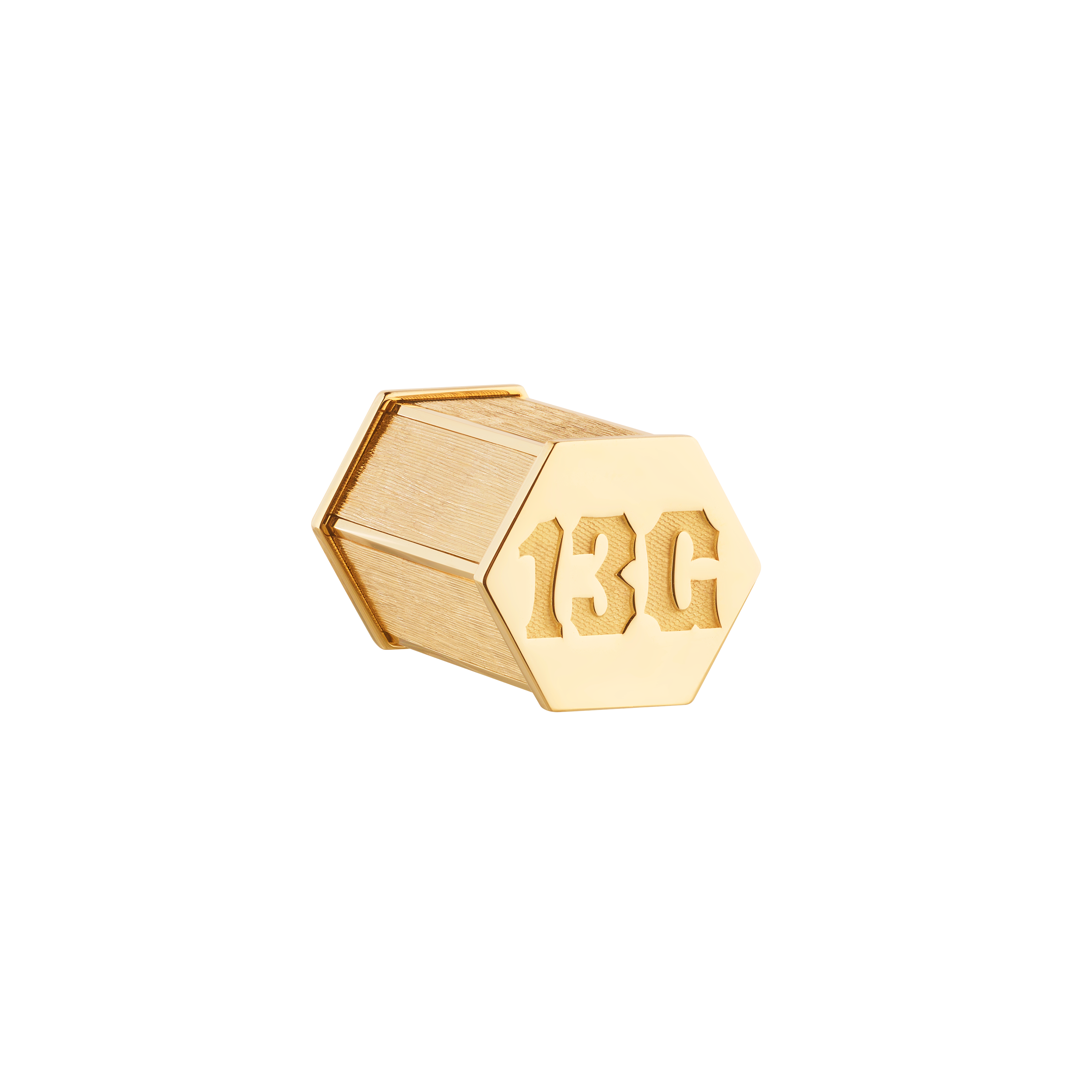 18k yellow gold jumbo weight pendant by Marie Lichtenberg Tiny Gods