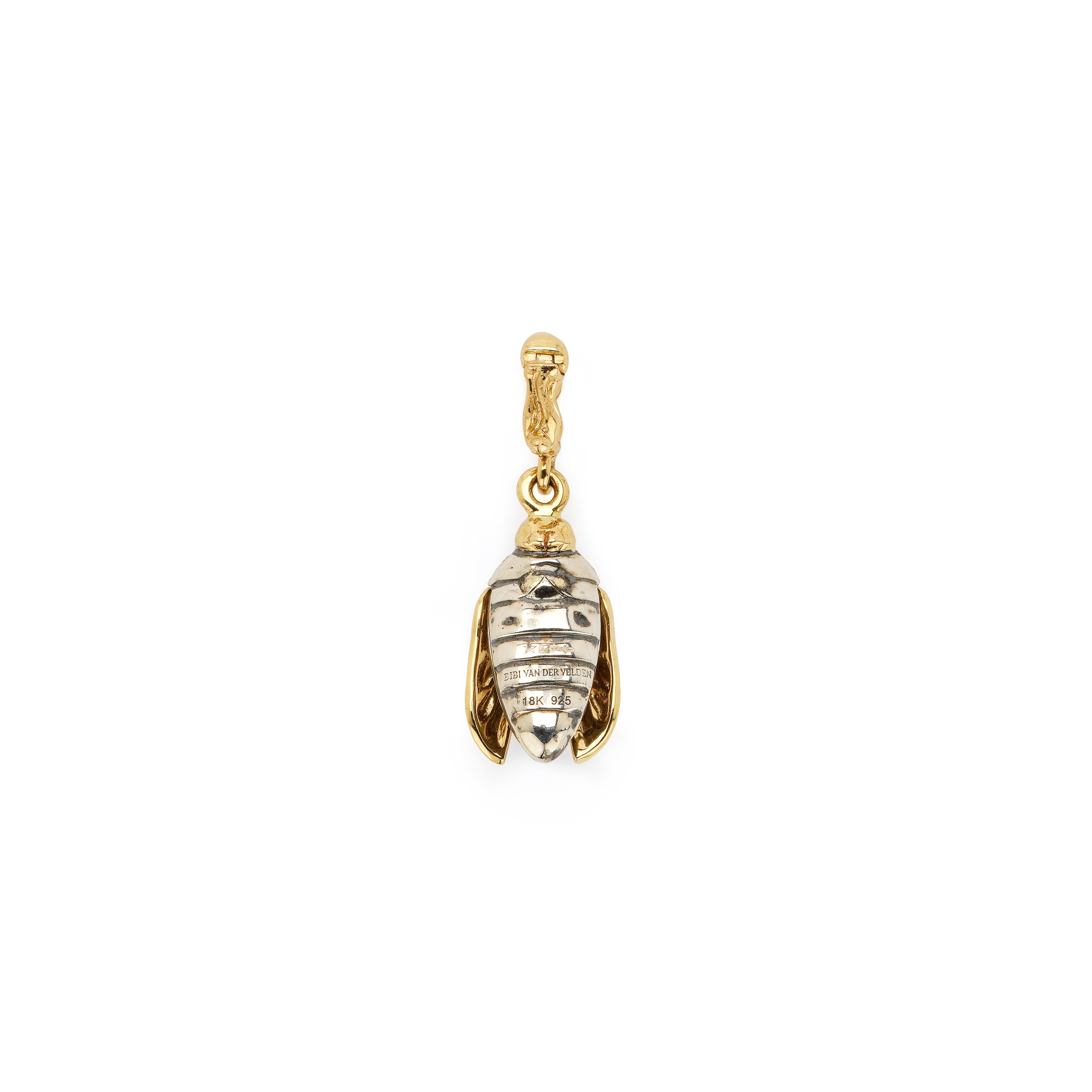 18k yellow gold abalone fly wing scarab charm pendant bestiary by Bibi Van der Velden Tiny Gods