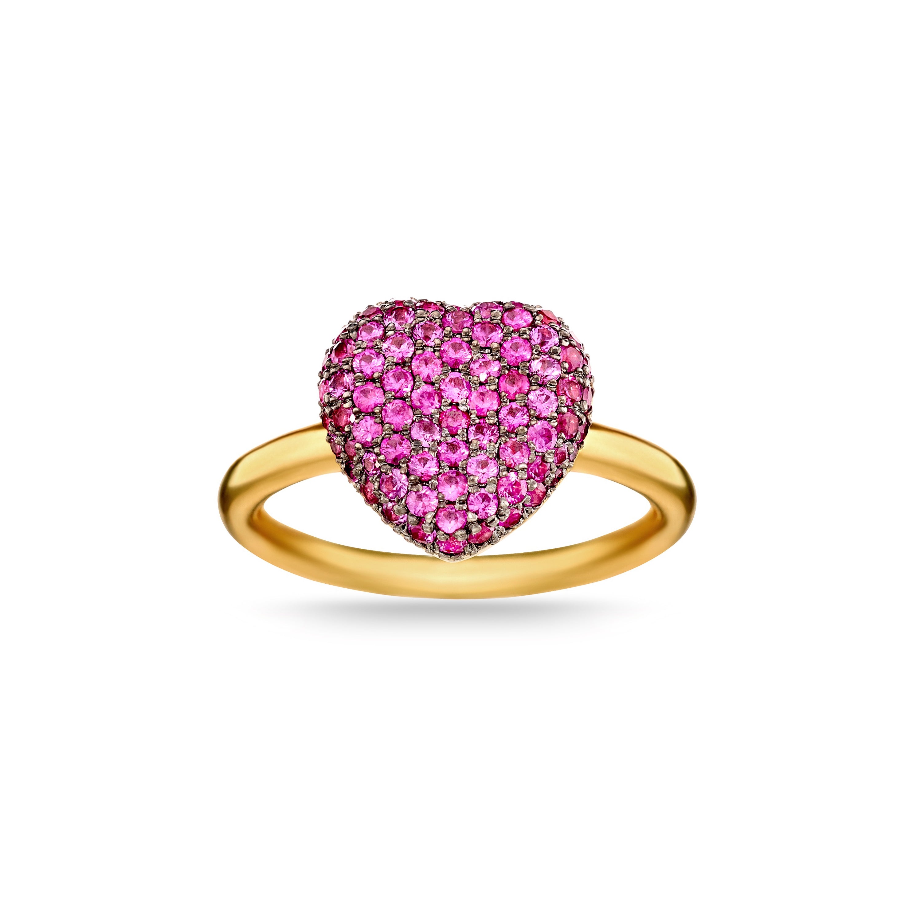 18k yellow gold agape Bella pink sapphire agave heart ring Christina alexiou tiny gods
