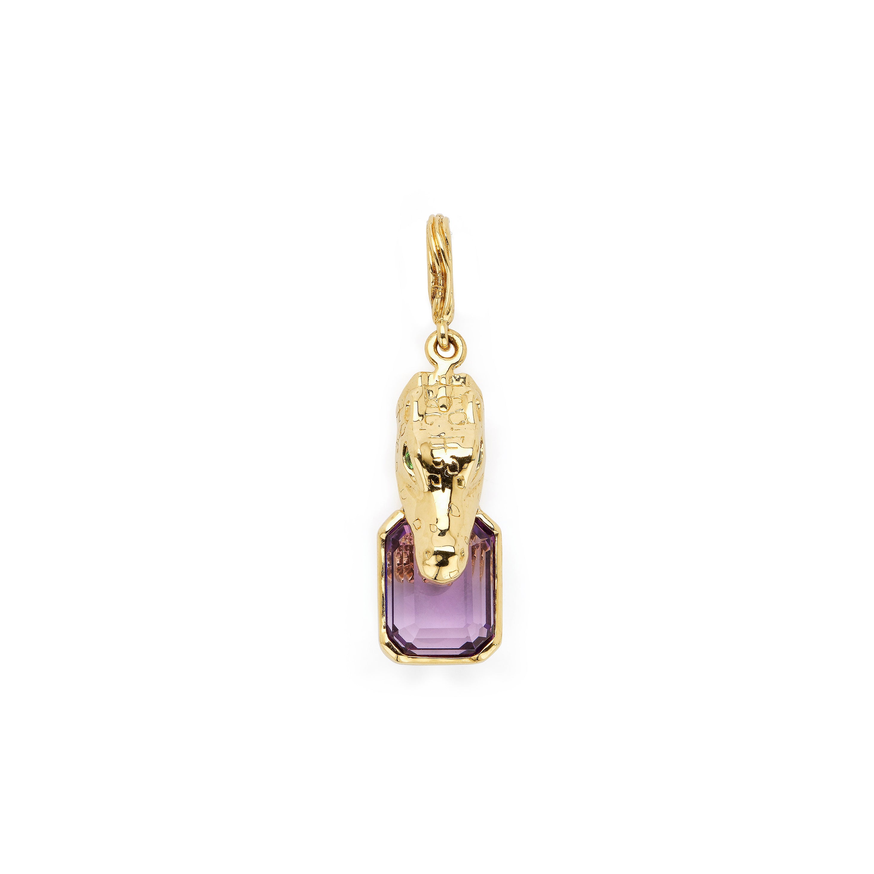 18k yellow gold alligator biting amethyst pendant bestiary collection by Bibi van der Velden Tiny Gods