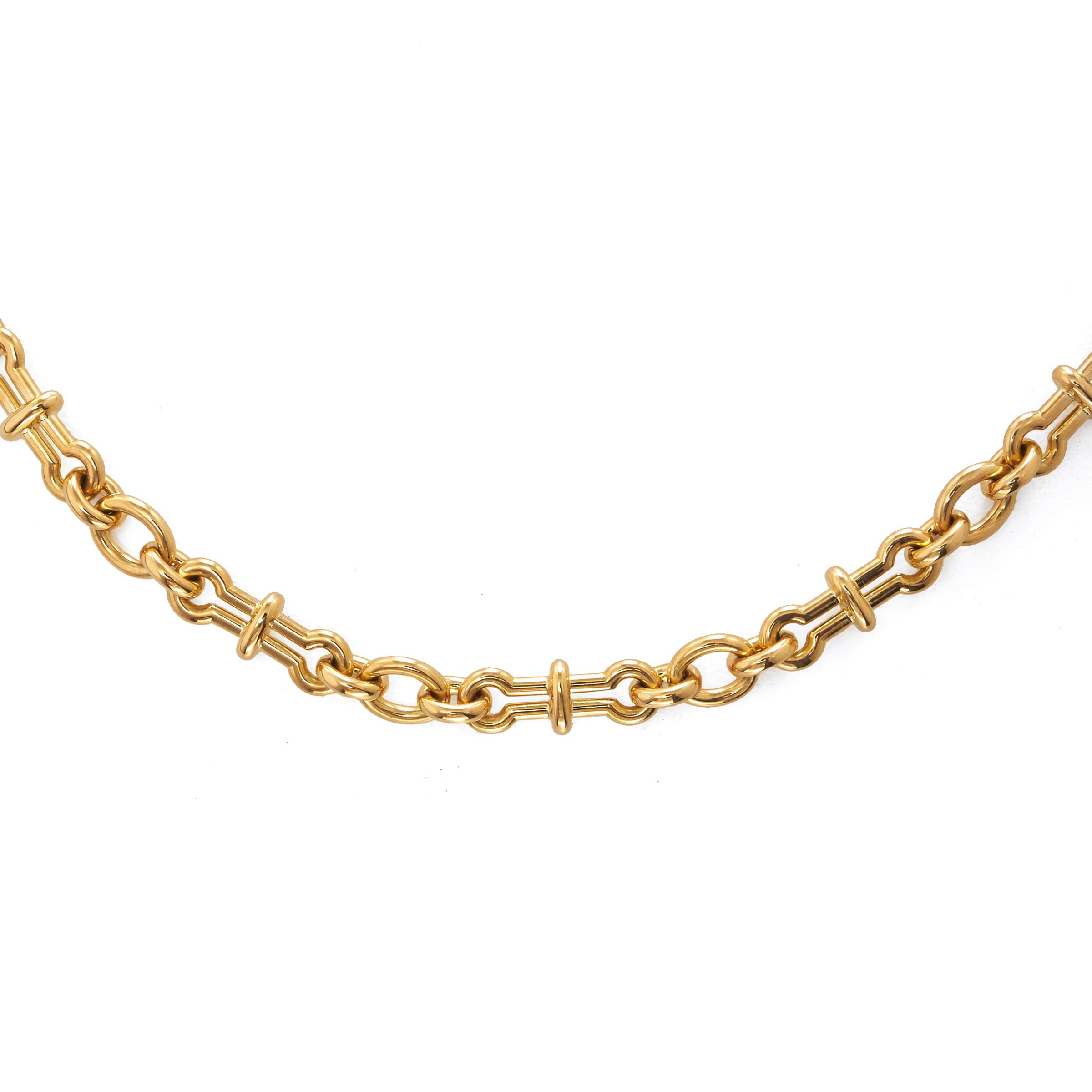 18k yellow gold barbell chain link necklace by David Webb Tiny Gods