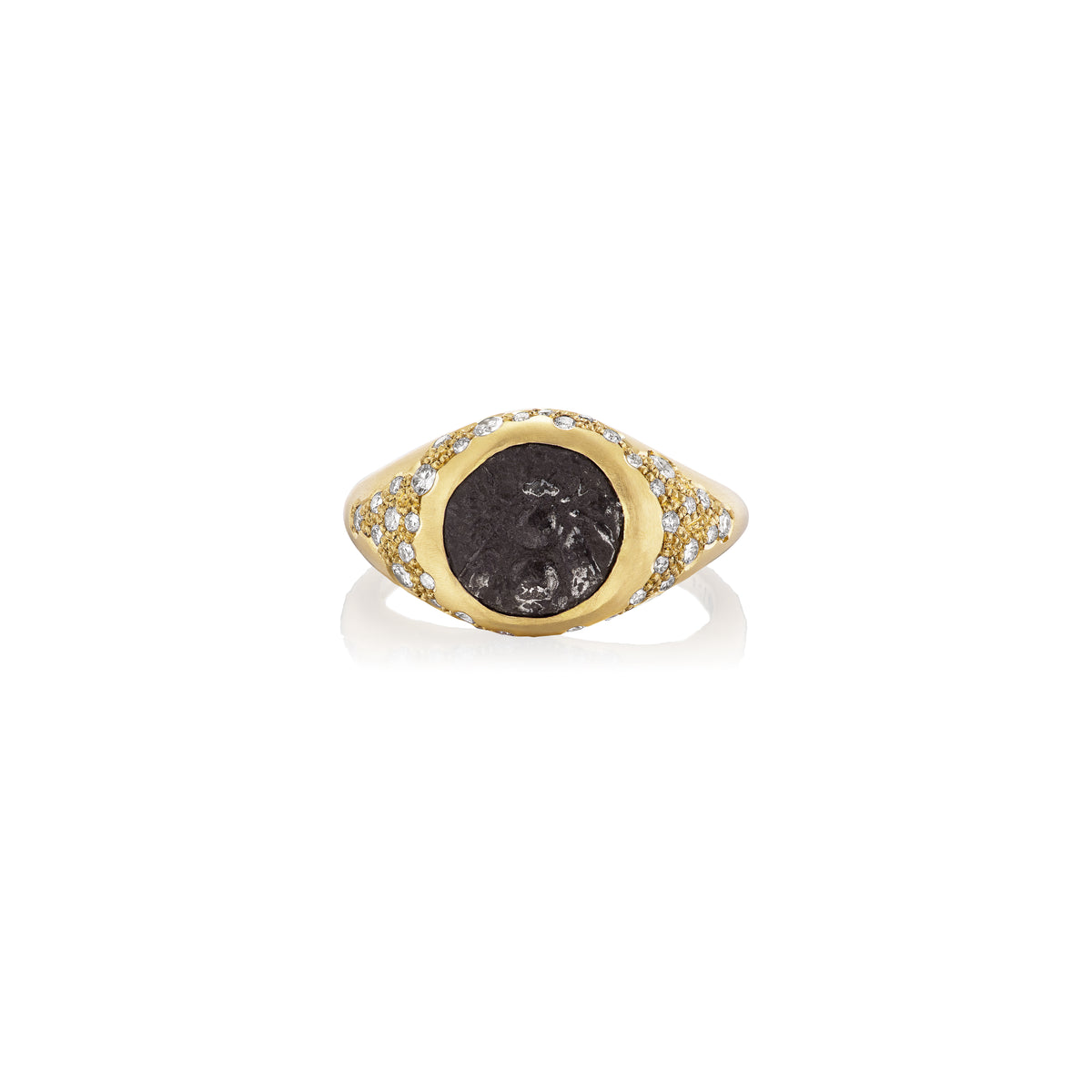18k yellow gold bee and diamond signet style roman coin ring by Kiaia Tiny Gods