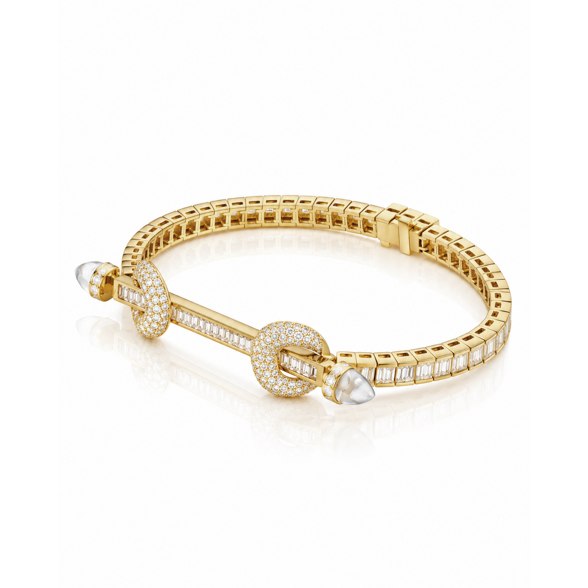 18k yellow gold diamond articulated chakra bracelet bangle by Ananya Tiny Gods