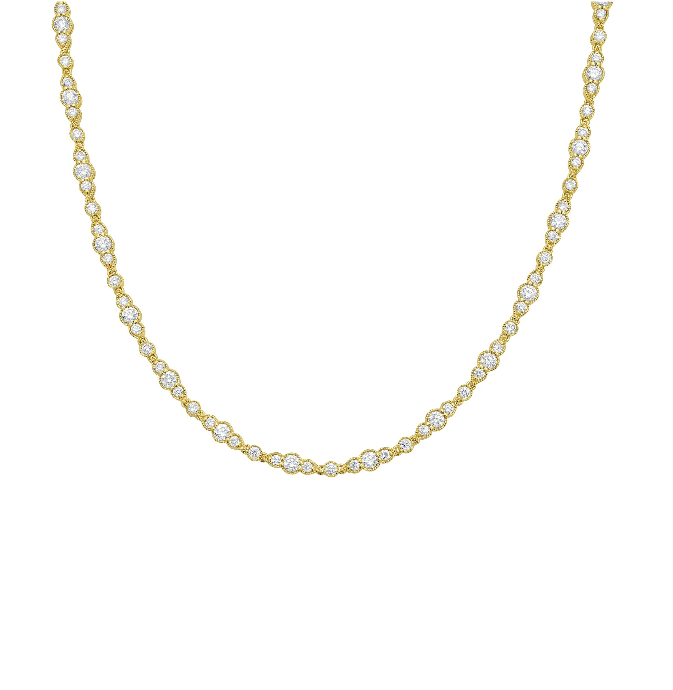 18k yellow gold diamond corsia bezel necklace by Tiny Gods
