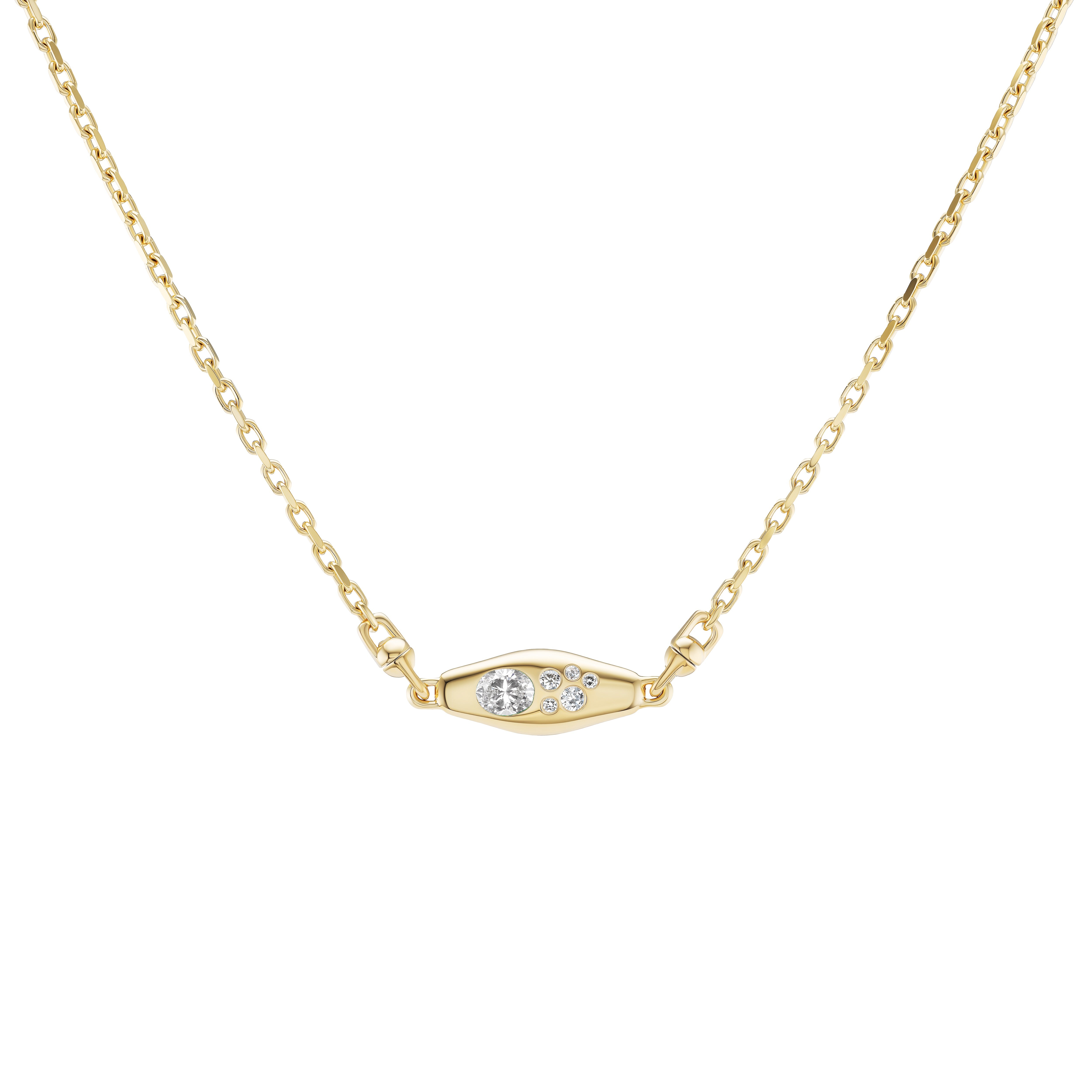 18k yellow gold oval diamond cluster diamond mini vessel necklace by Uniform Object Tiny Gods