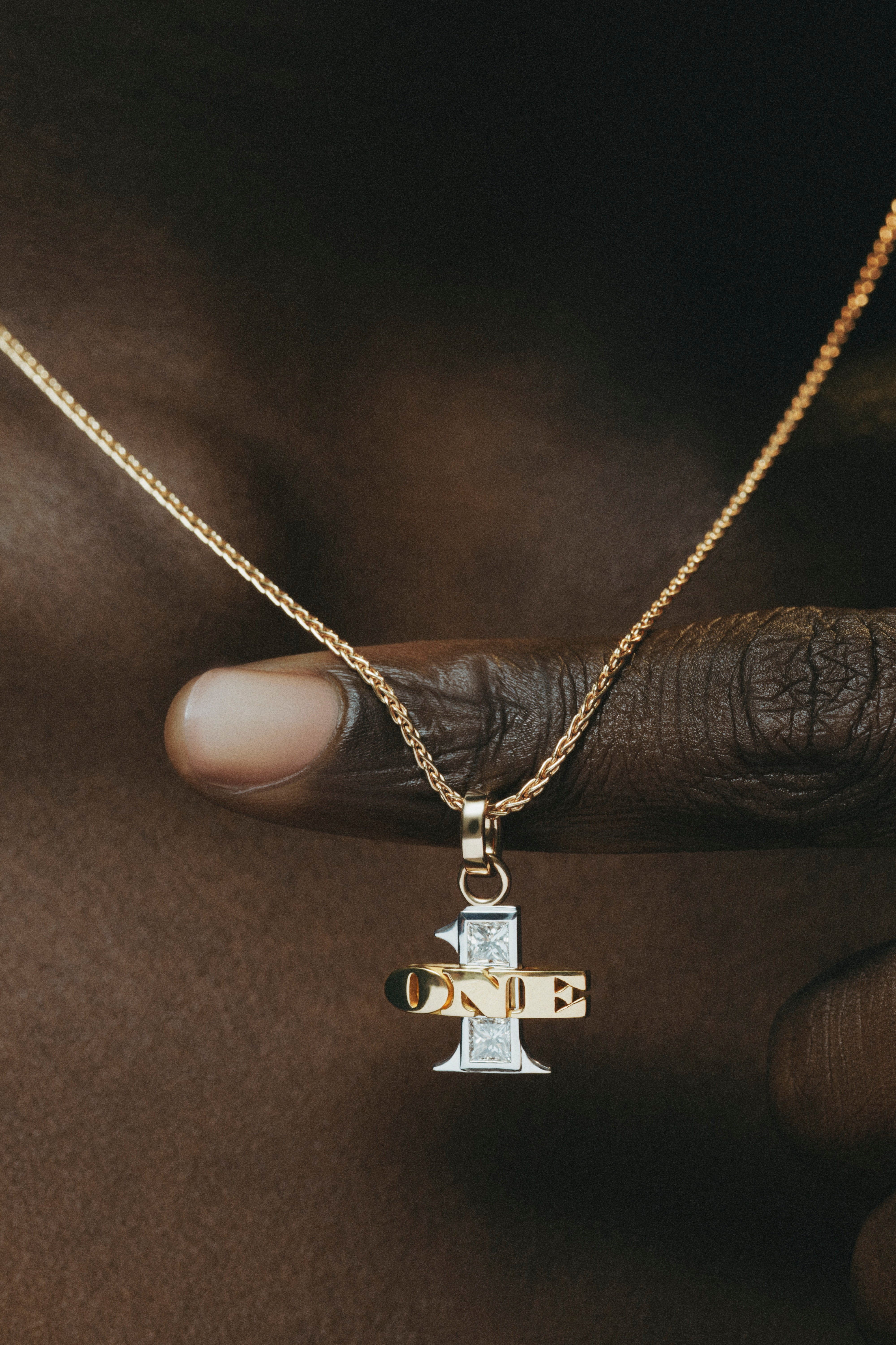 18k yellow gold diamond number one 1 pendant charm by Marie Lichtenberg Tiny Gods