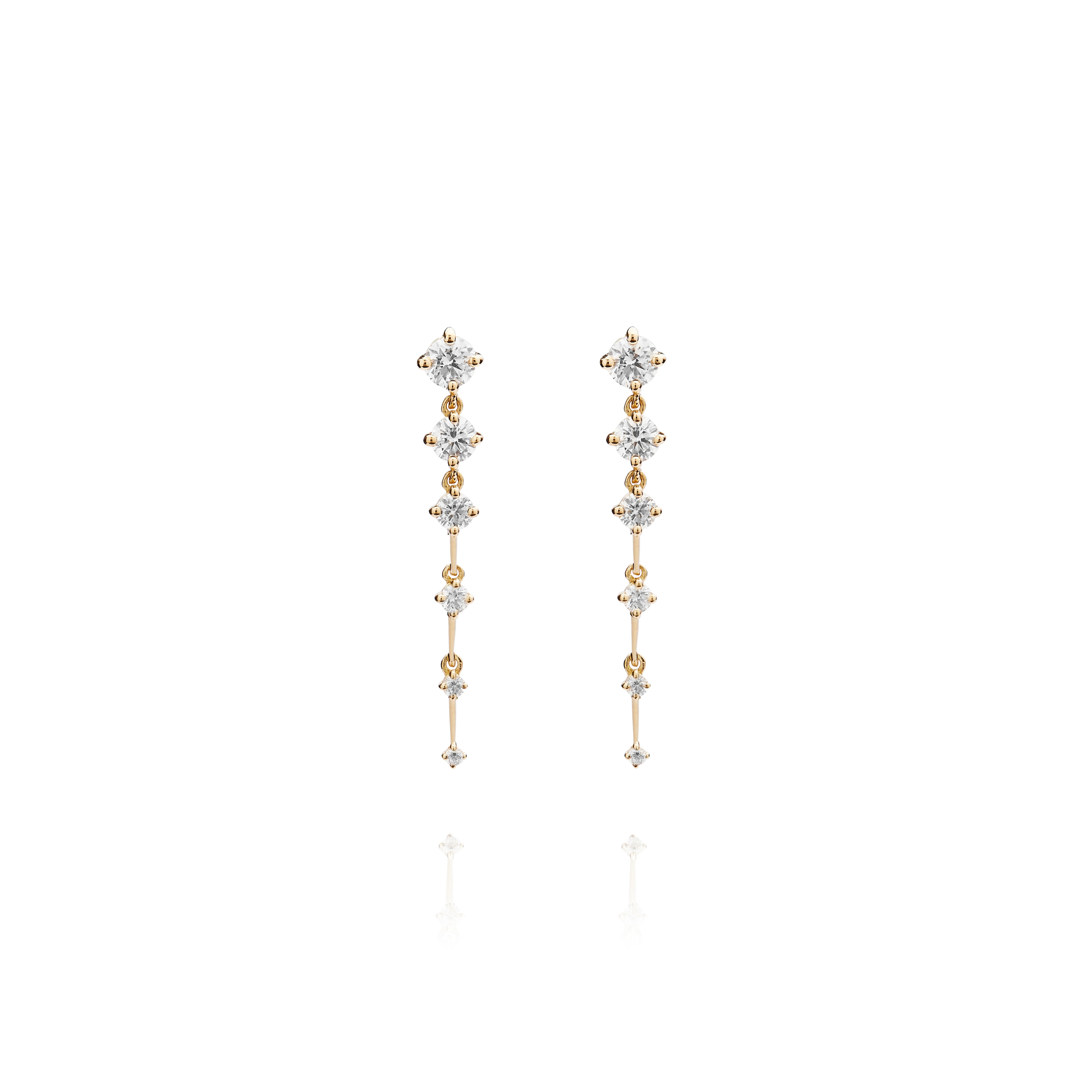 18k yellow gold diamond short sequence drop earrings by Fernando Jorge Tiny Gods