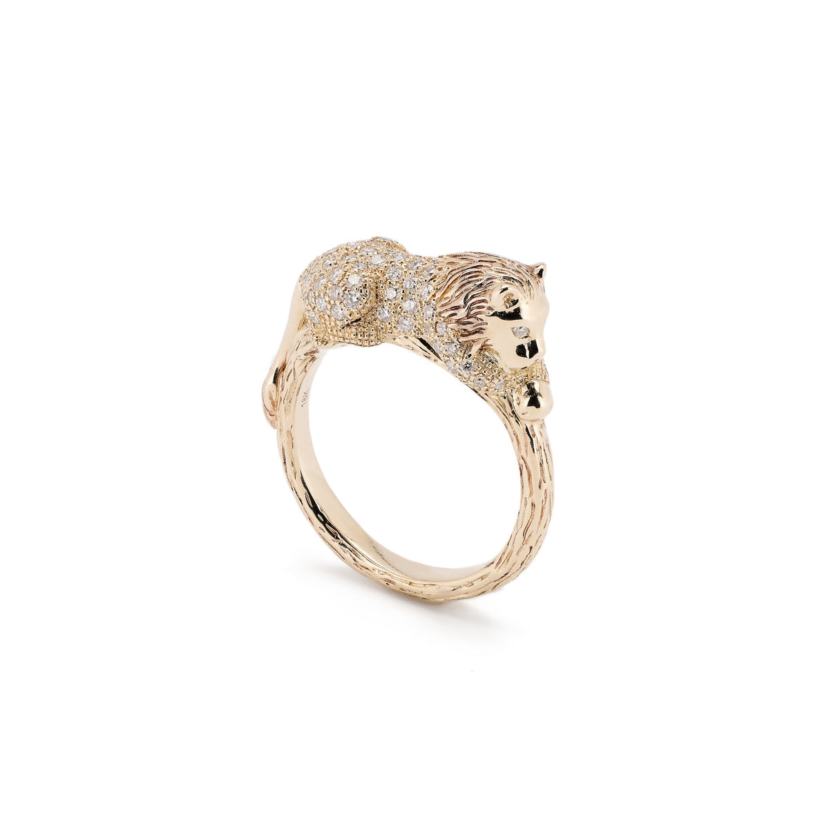18k yellow gold diamond stackable lion ring bestiary collection by Bibi van der Velden