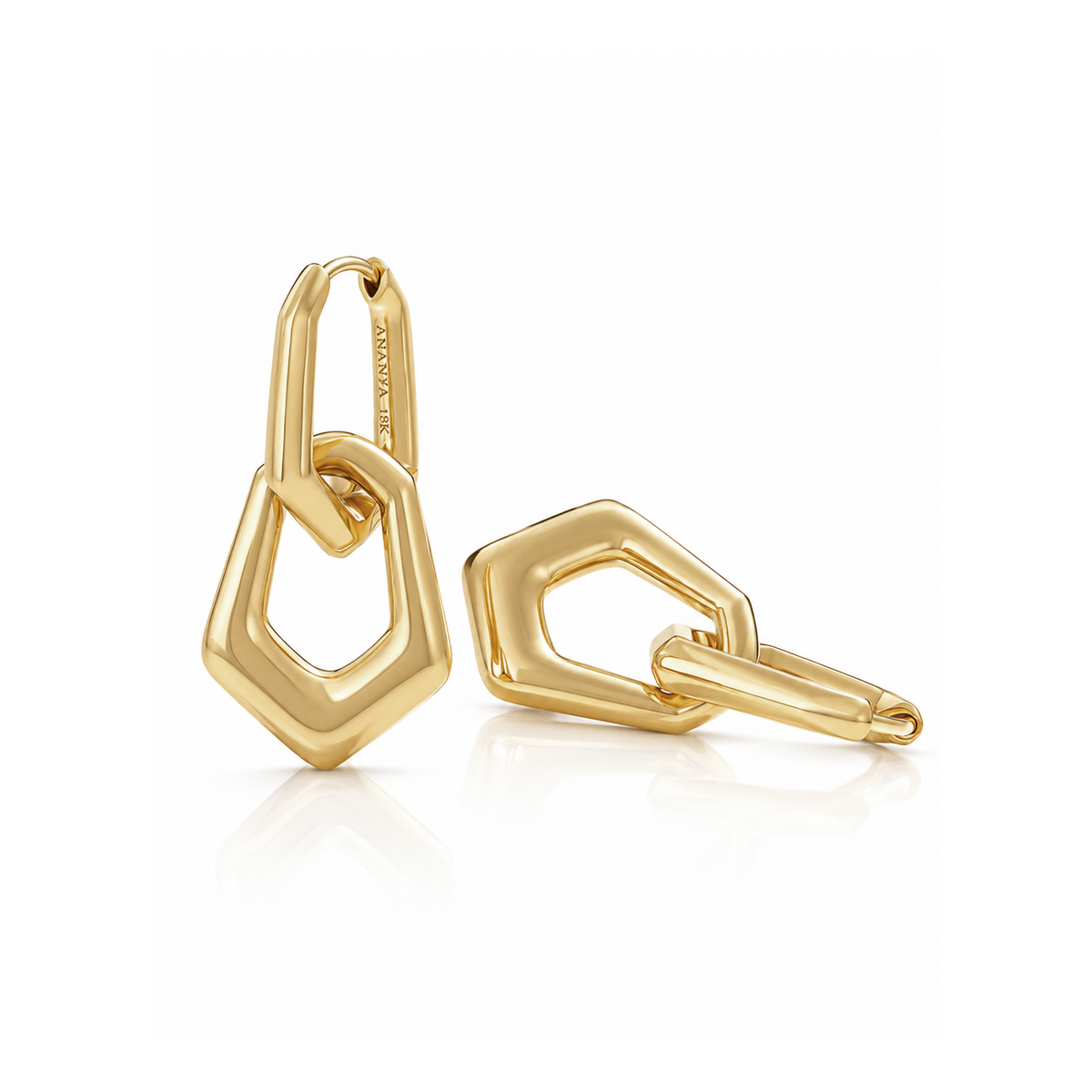 18k yellow gold geometric hoop earring by Ananya Tiny Gods