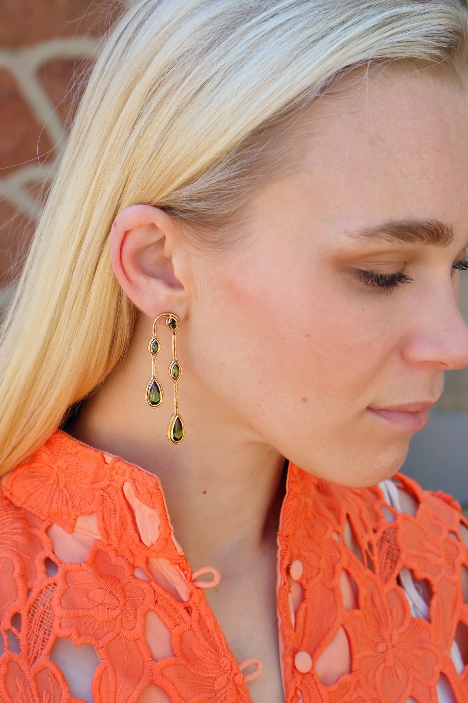 18k yellow green tourmaline doubled fluid drop earrings by Fernando Jorge Tiny Gods