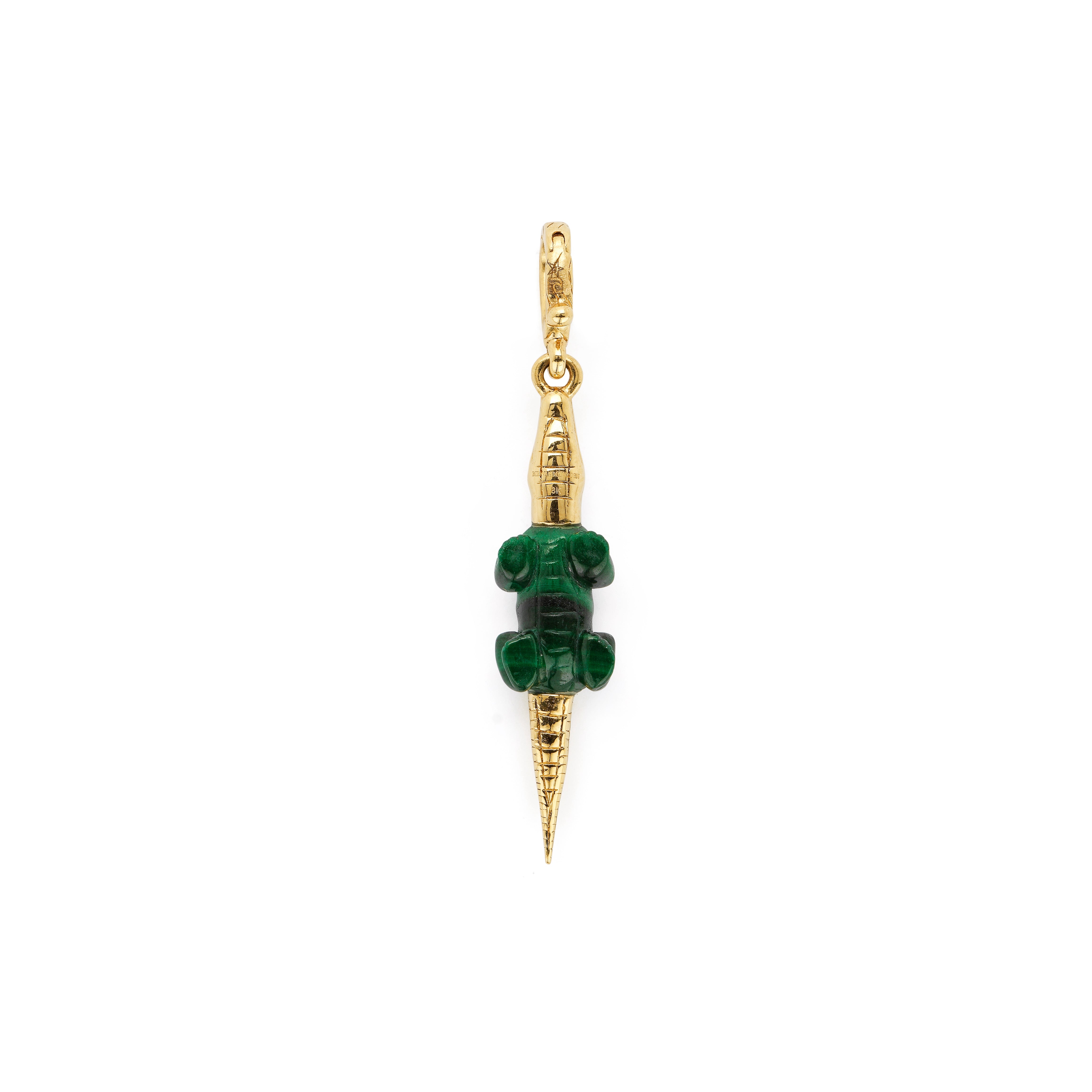 18k yellow gold malachite alligator bestiary collection charm pendant by Bibi Van Der Velden Tiny Gods