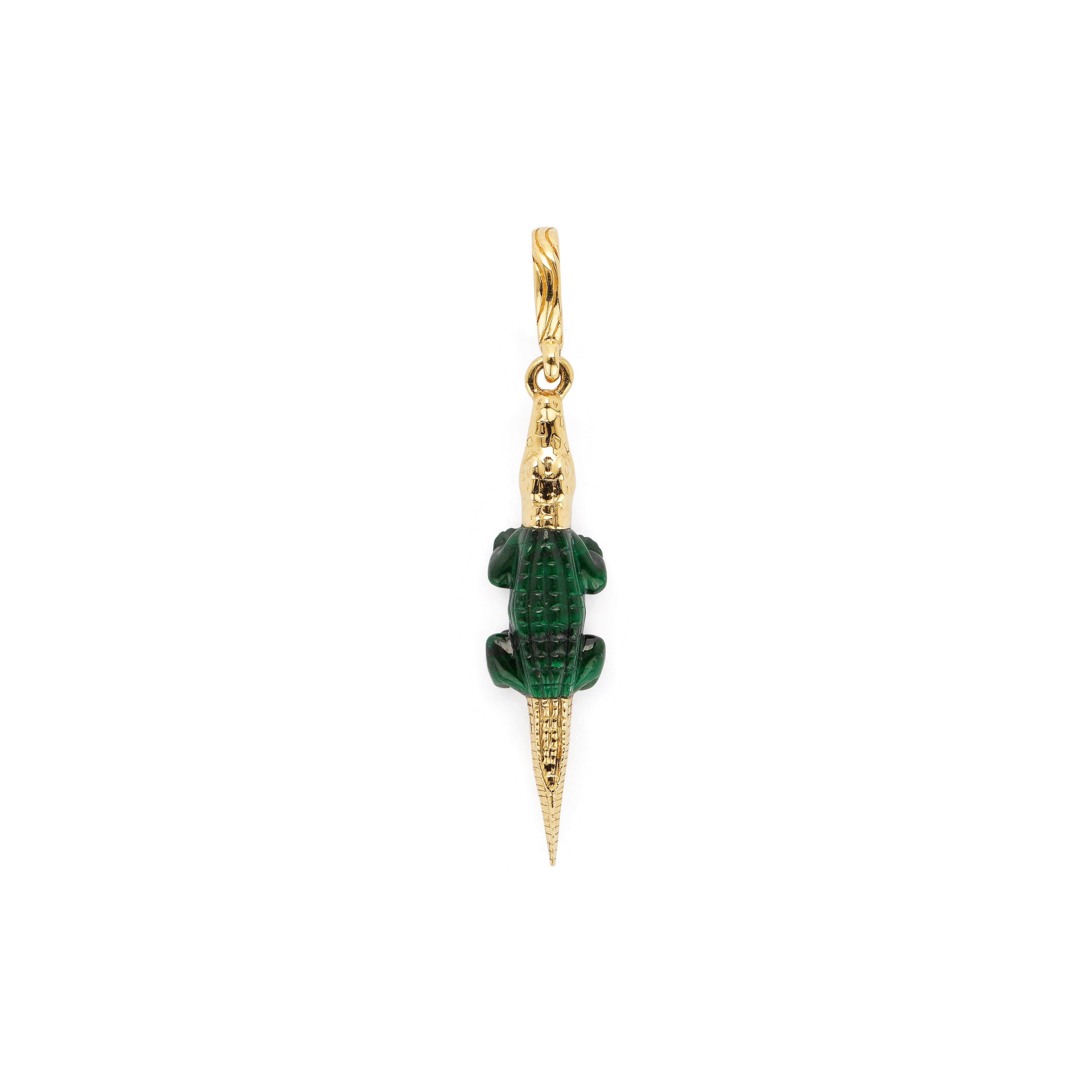 18k yellow gold malachite alligator bestiary collection charm pendant by Bibi Van Der Velden Tiny Gods