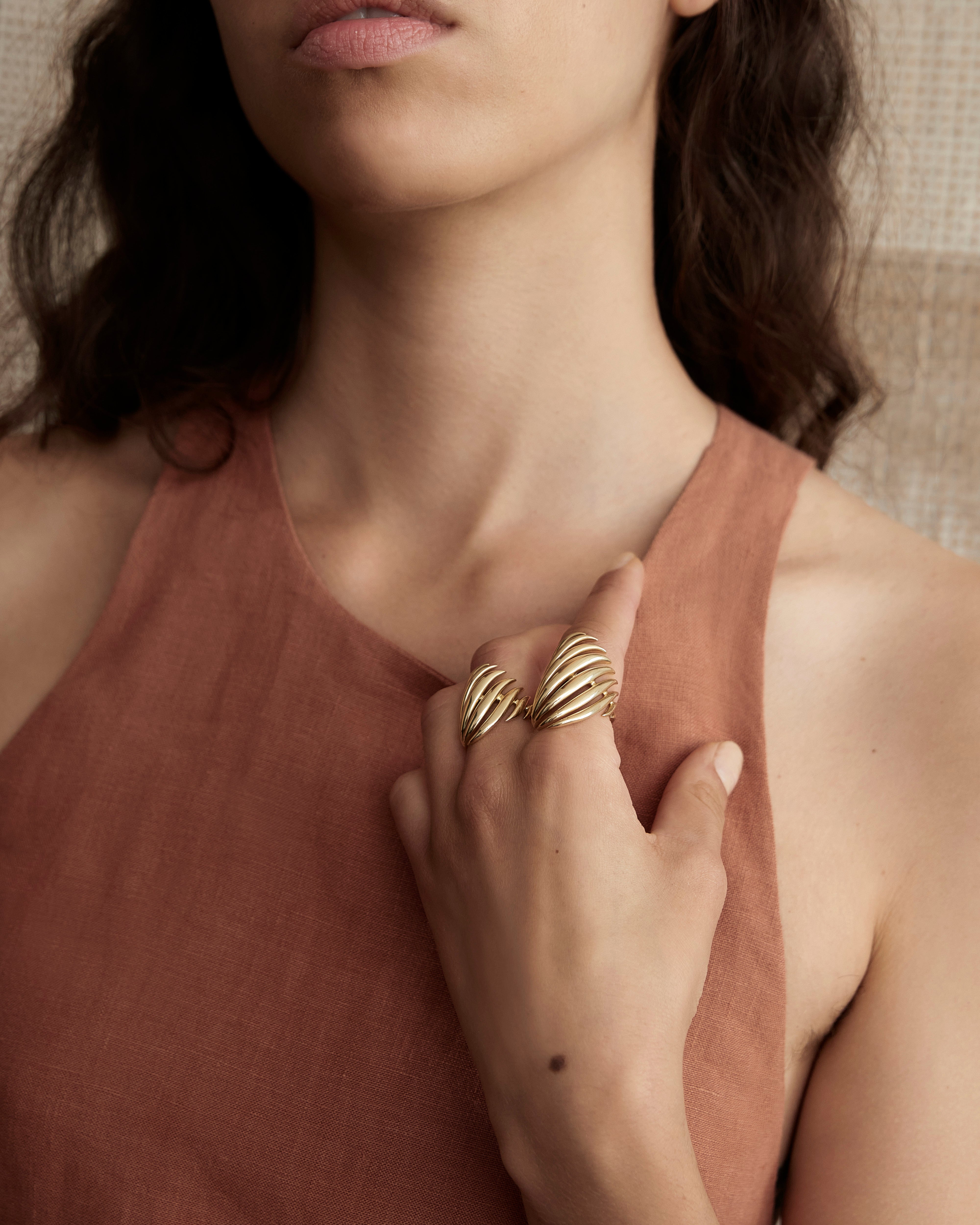 18k yellow gold medium flame ring by Fernando Jorge Tiny Gods