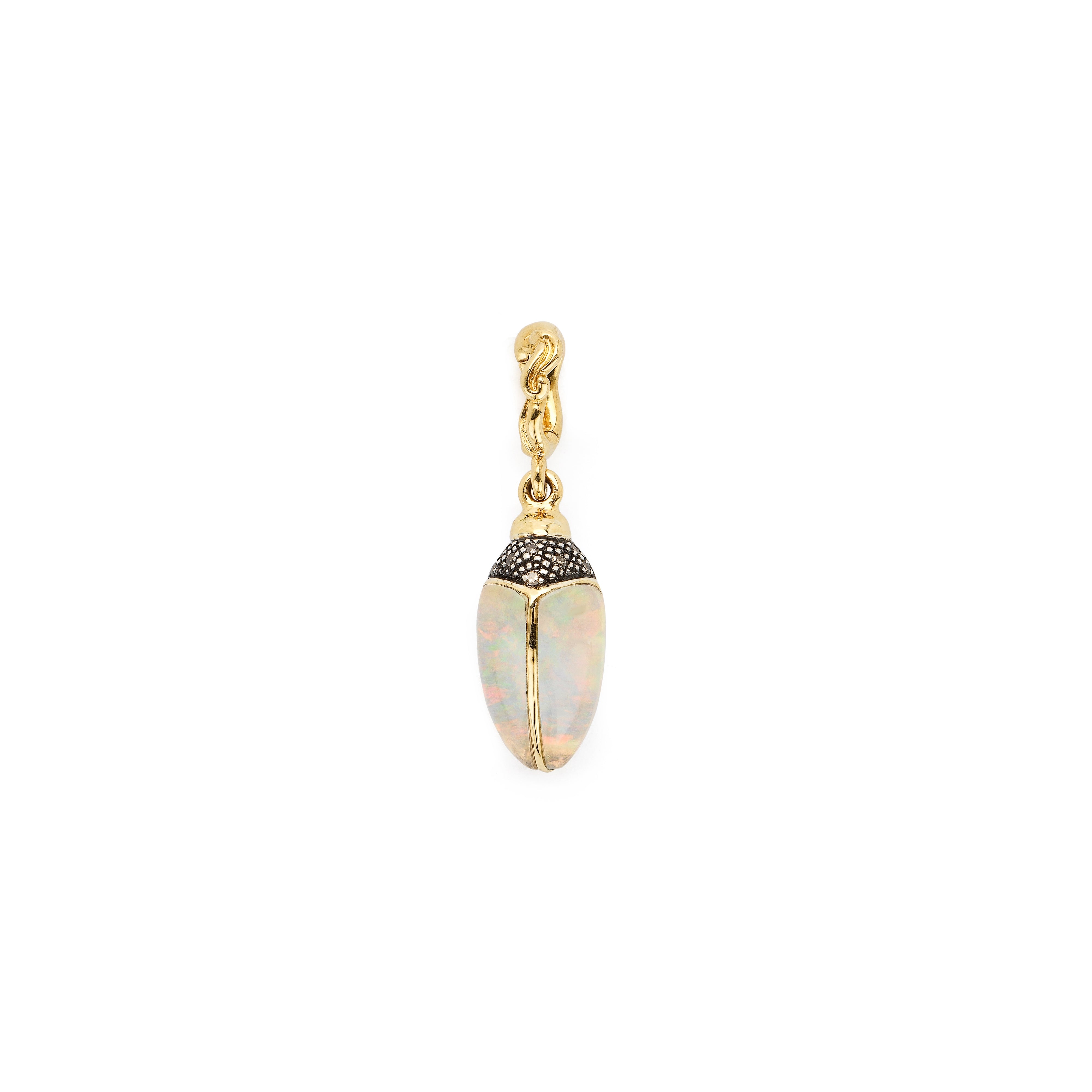 18k yellow gold mini scarab opal charm pendant bestiary collection by Bibi Van Der Velden Tiny Gods