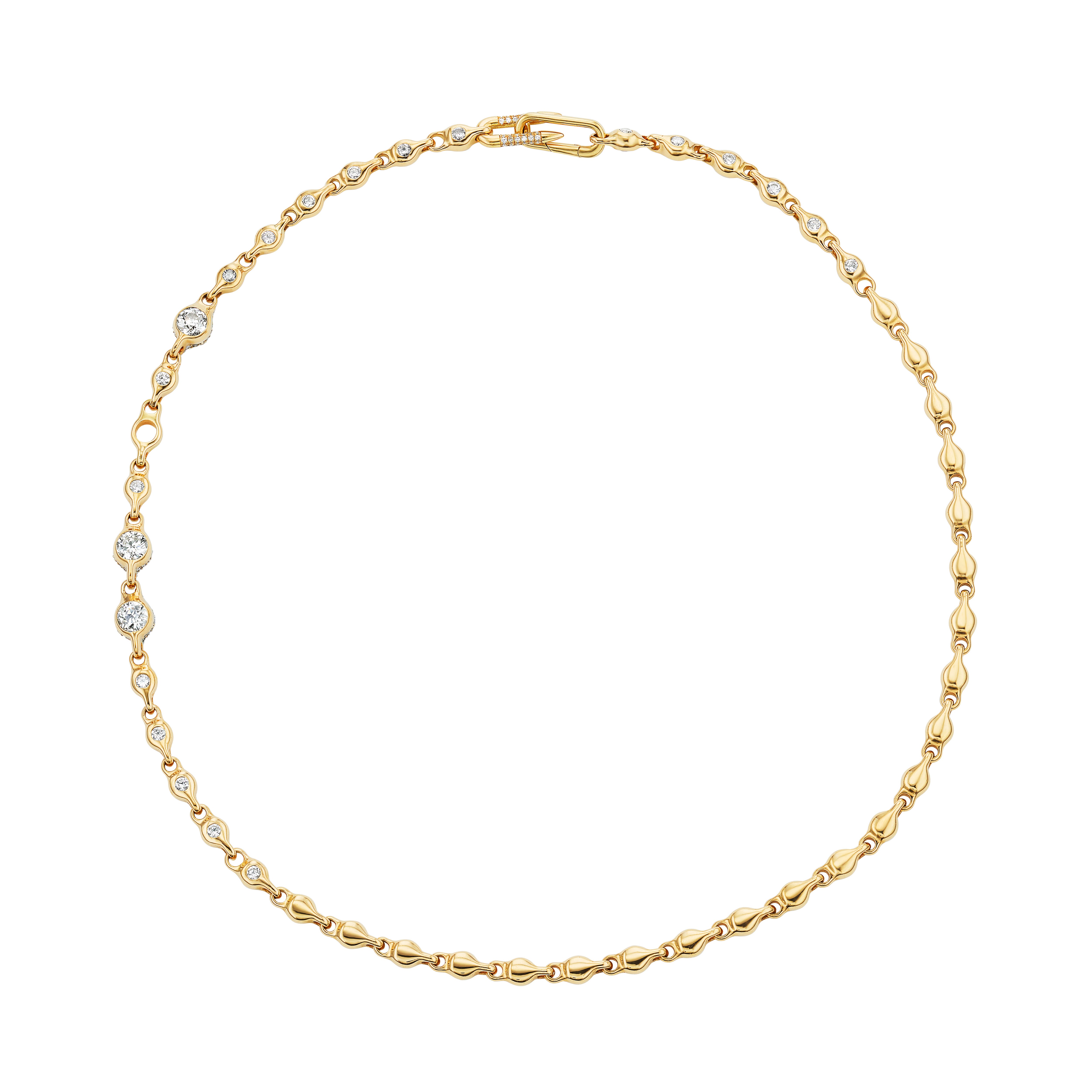 18k yellow gold old mine diamond 9cts supernova reflections lariat necklace by Uniform Object Tiny Gods 22"