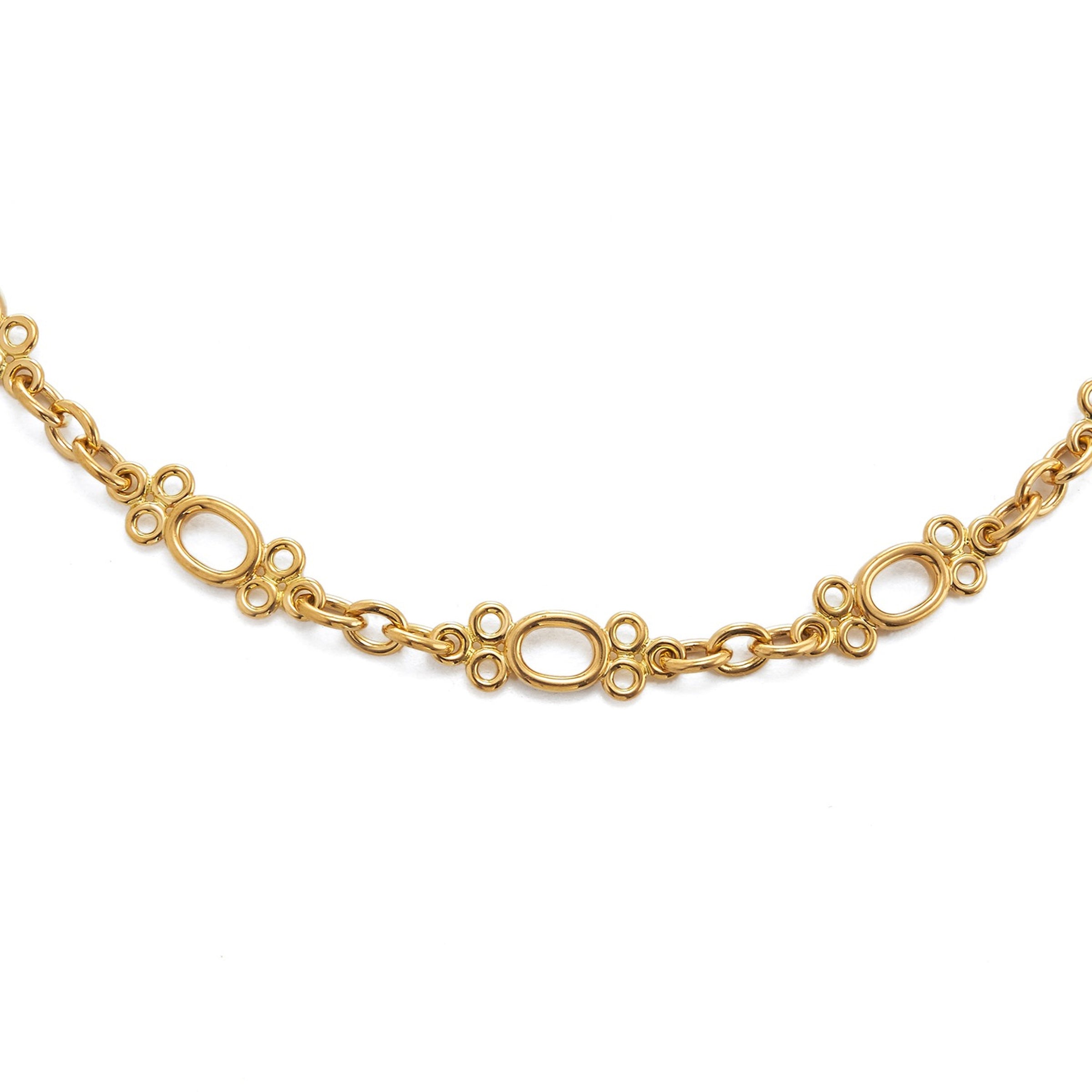 18k yellow gold openwork chain link necklace by David Webb Tiny Gods 18"