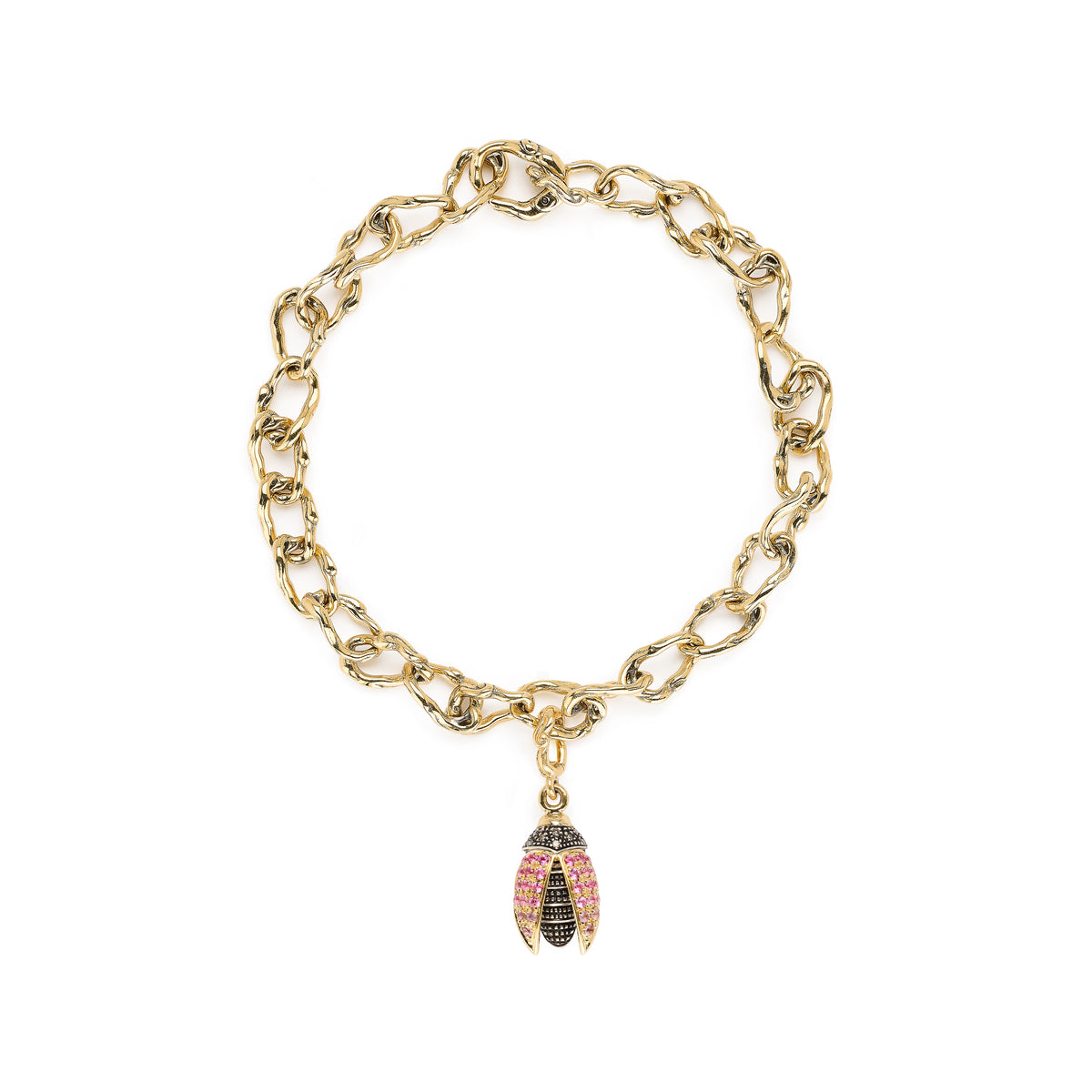 18k yellow gold pink sapphire mini scarab fly wing pendant charm bestiary collection by Bibi Van Der Velden Tiny Gods