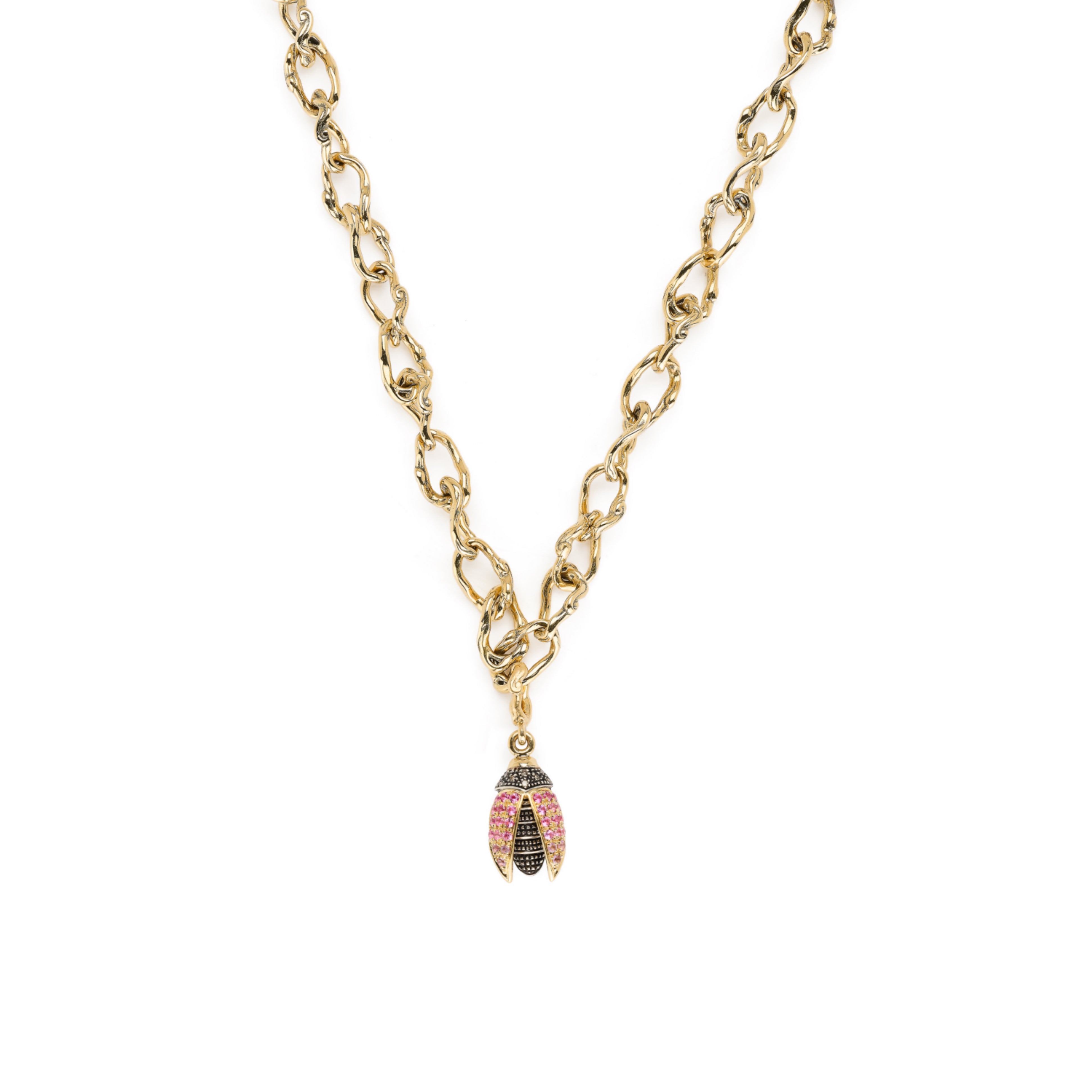 18k yellow gold pink sapphire mini scarab fly wing pendant charm bestiary collection by Bibi Van Der Velden Tiny Gods