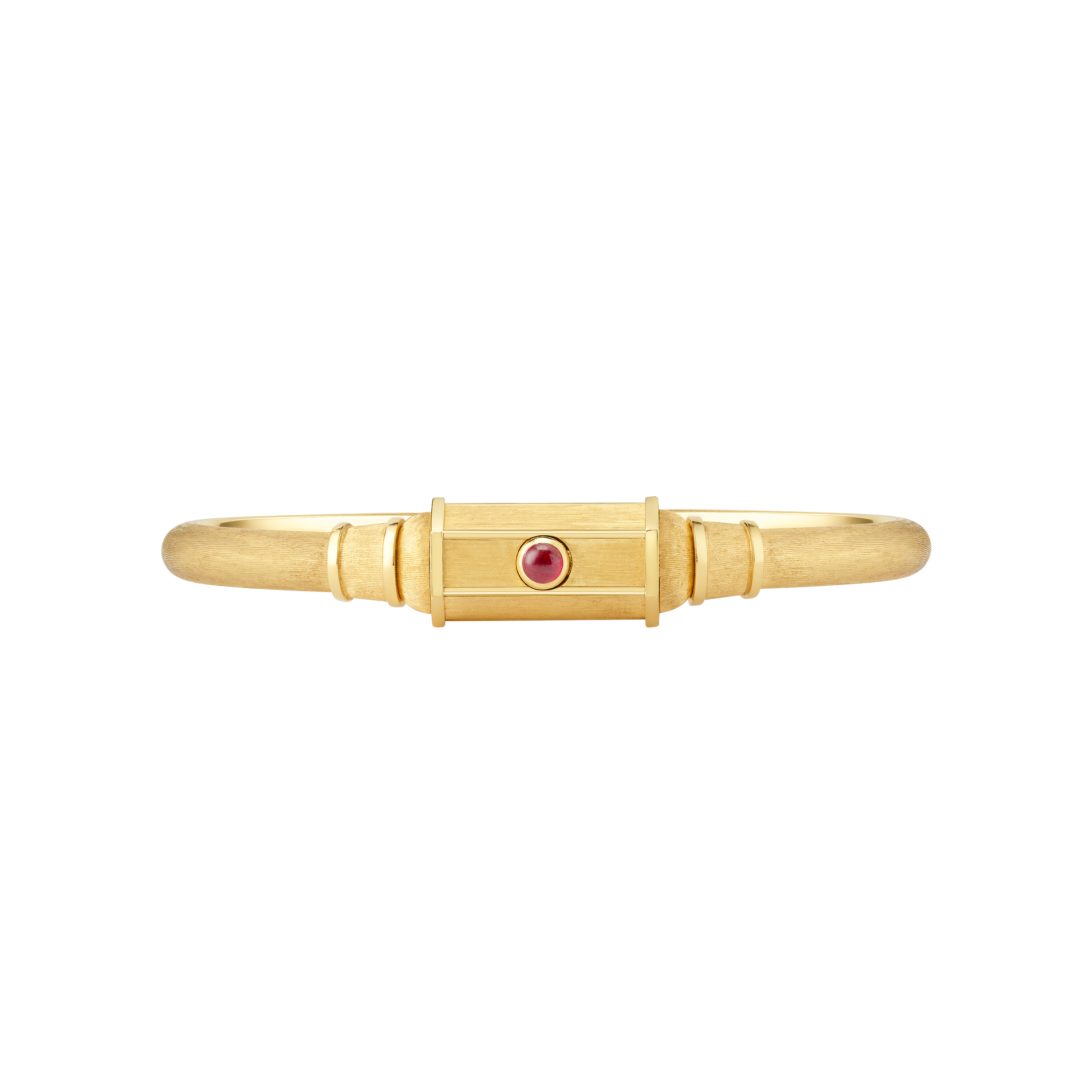 18k yellow gold ruby lasso locket bracelet bangle by Marie Lichtenberg Tiny Gods