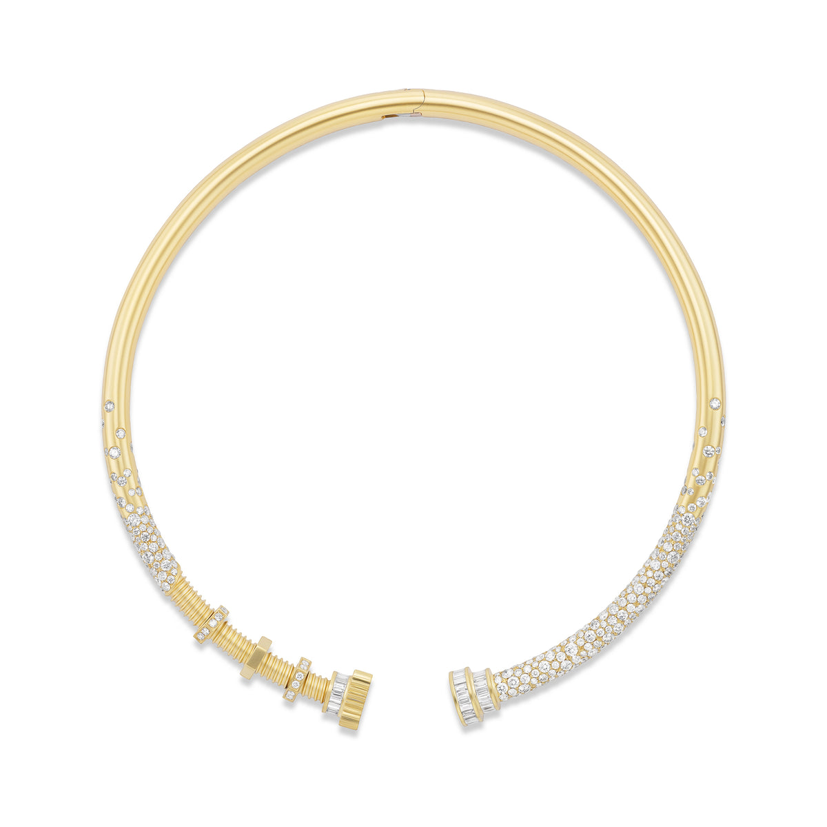 18k yellow gold diamond bolt collar necklace by Sylva & Cie Tiny Gods