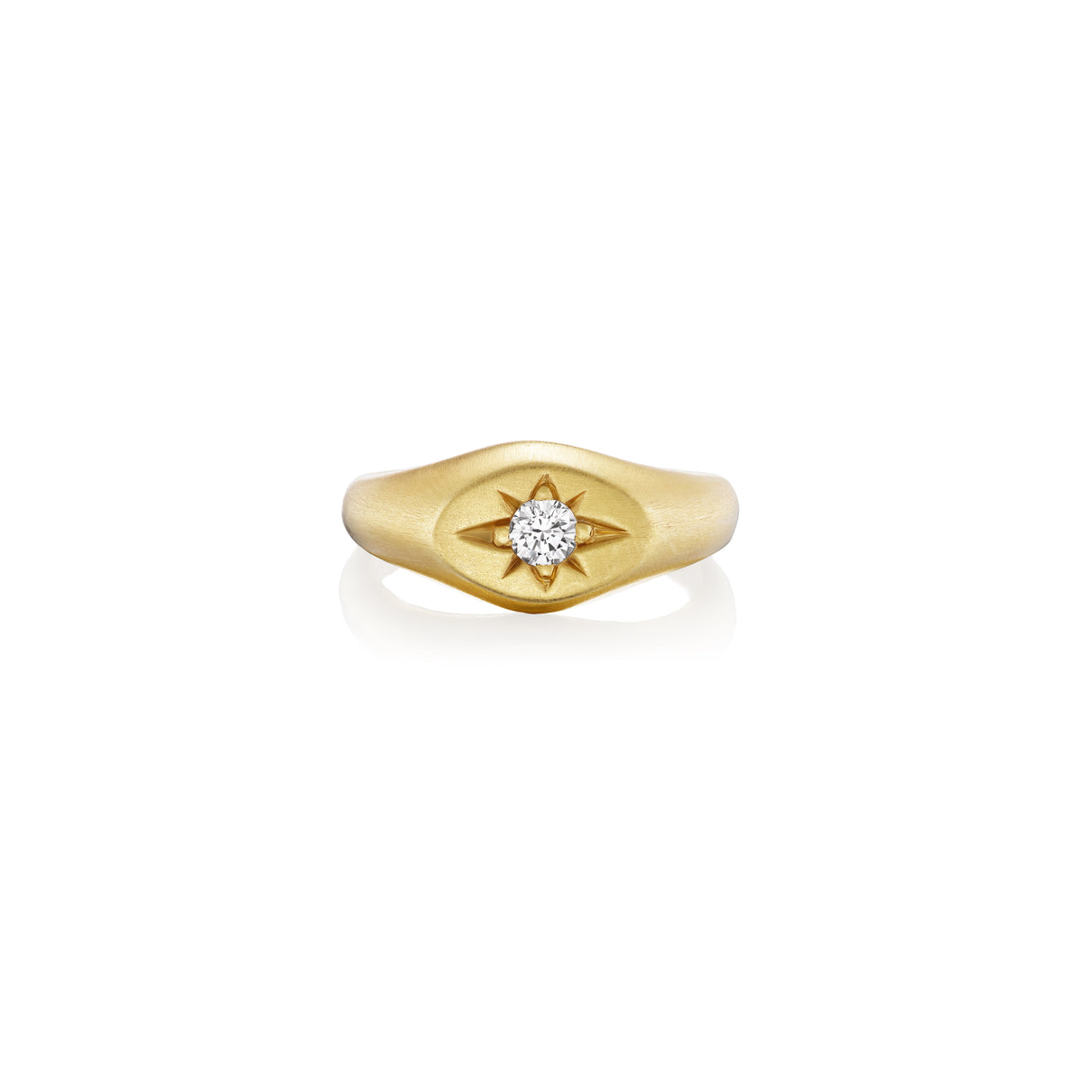 18k yellow gold diamond solitaire stellate pinky signet ring by Kiaia Tiny Gods