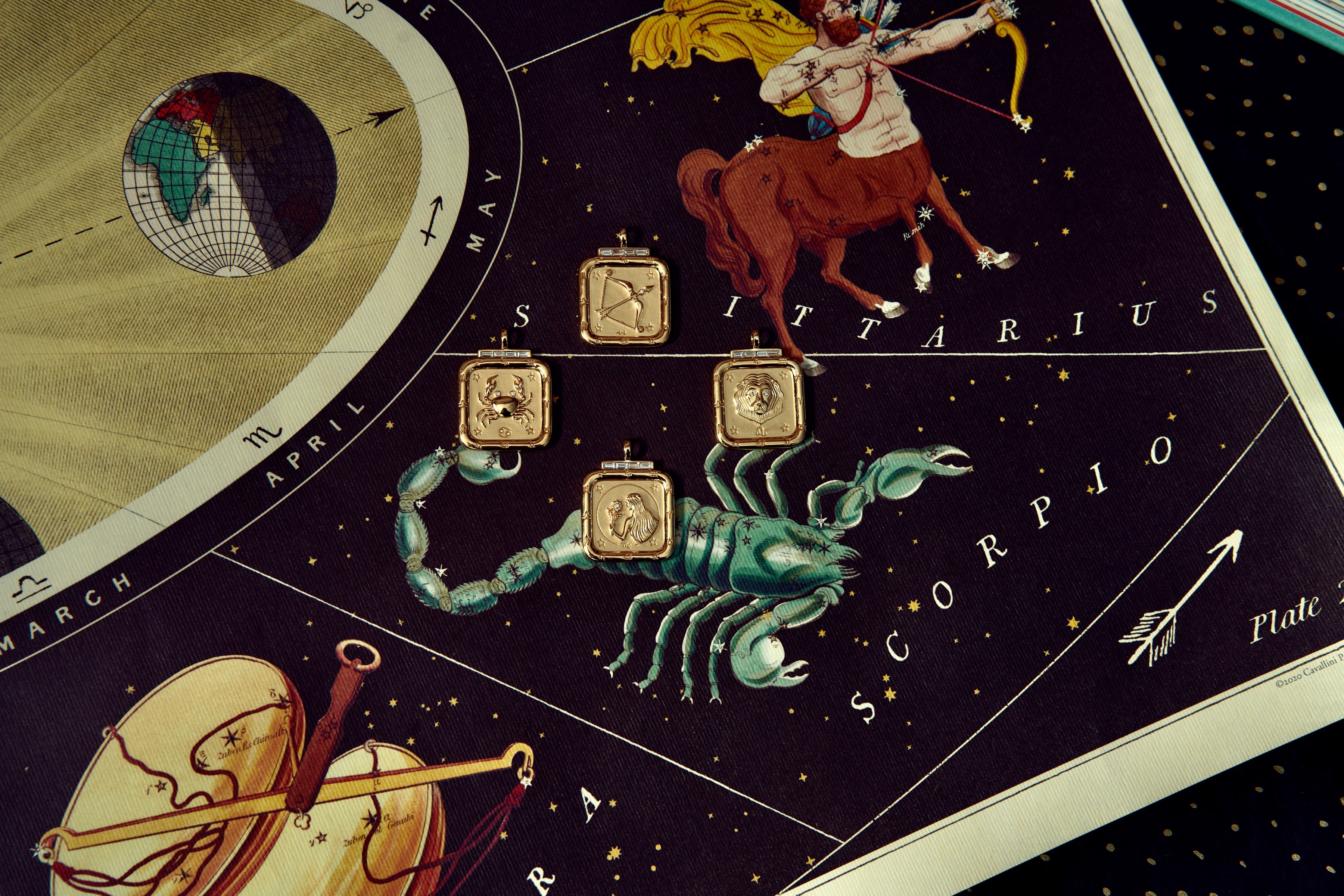 cancer zodiac pendant tiny gods yellow gold sorellina with diamonds