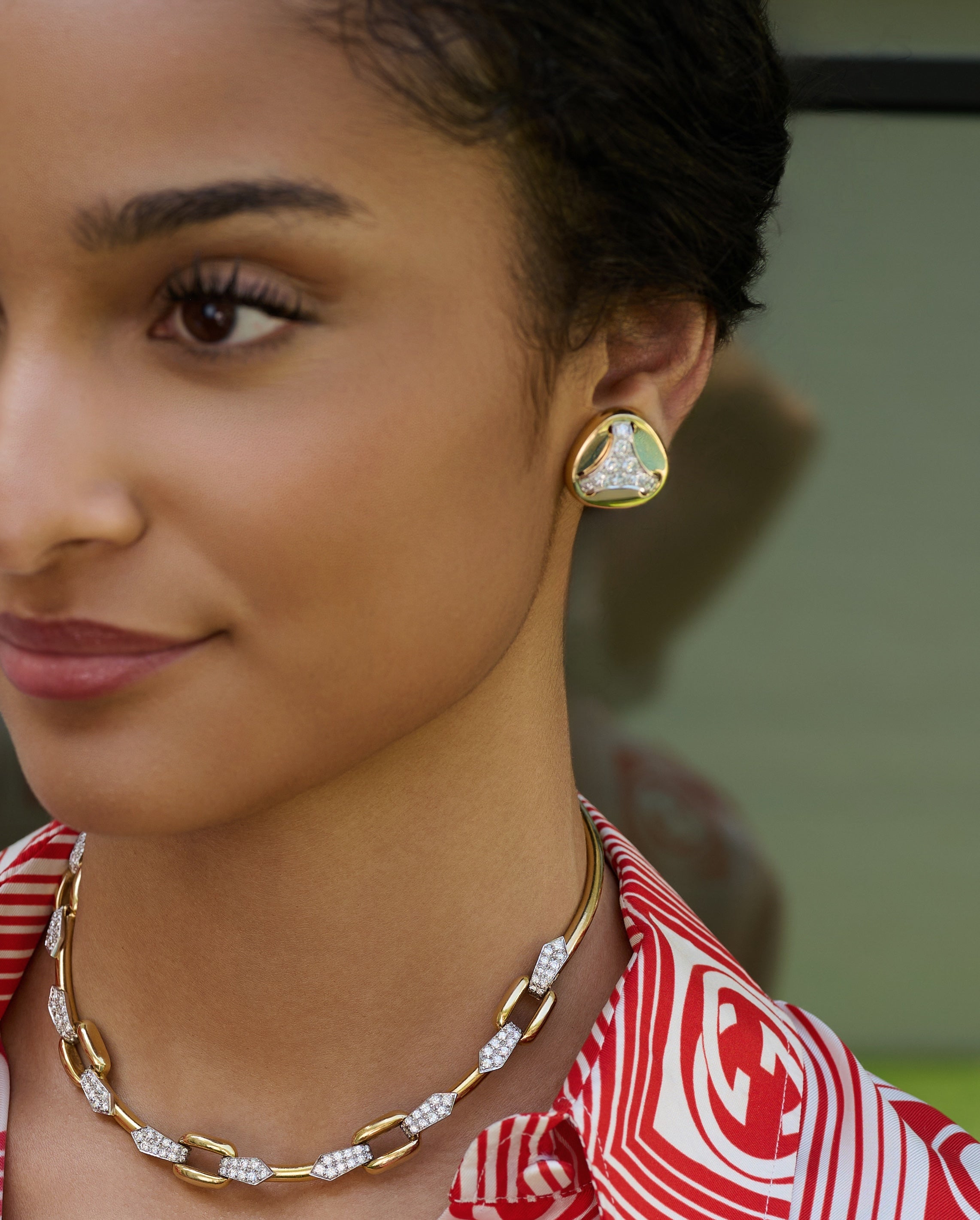 Diamond Button Earrings