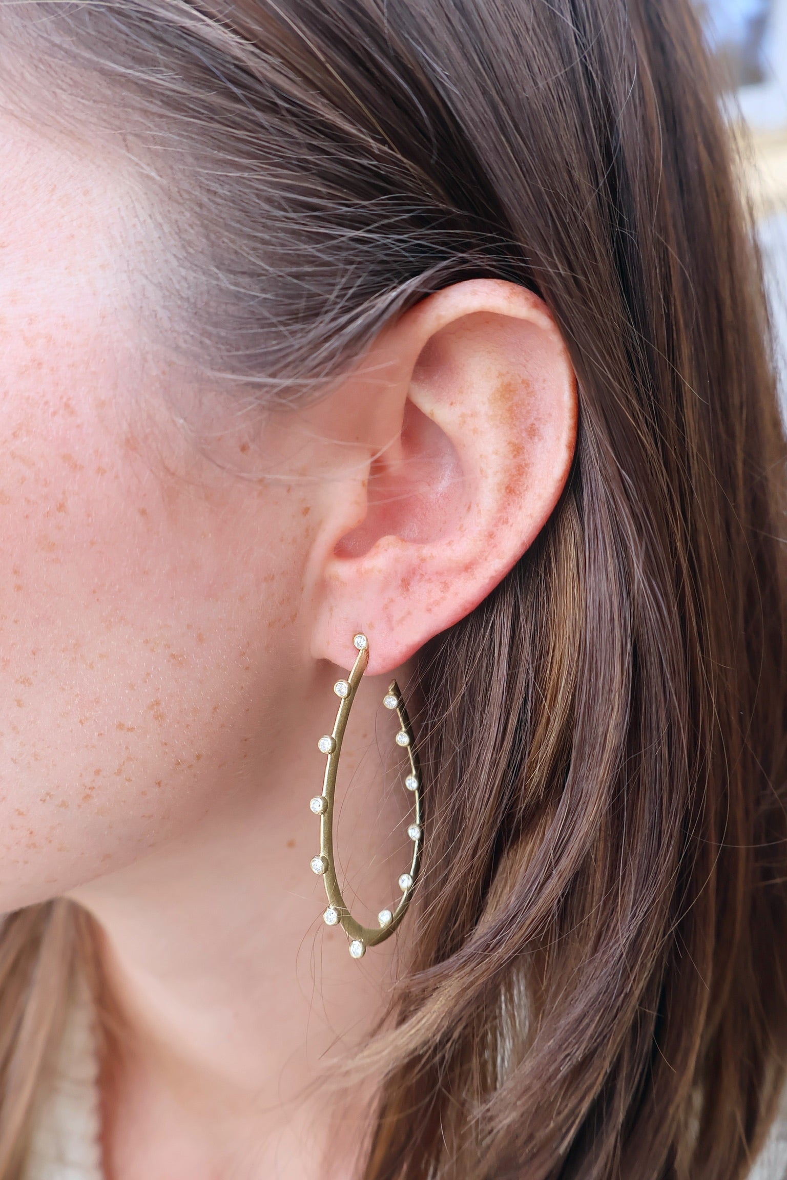 Large Hoopla Bezel Pear Shaped Hoops