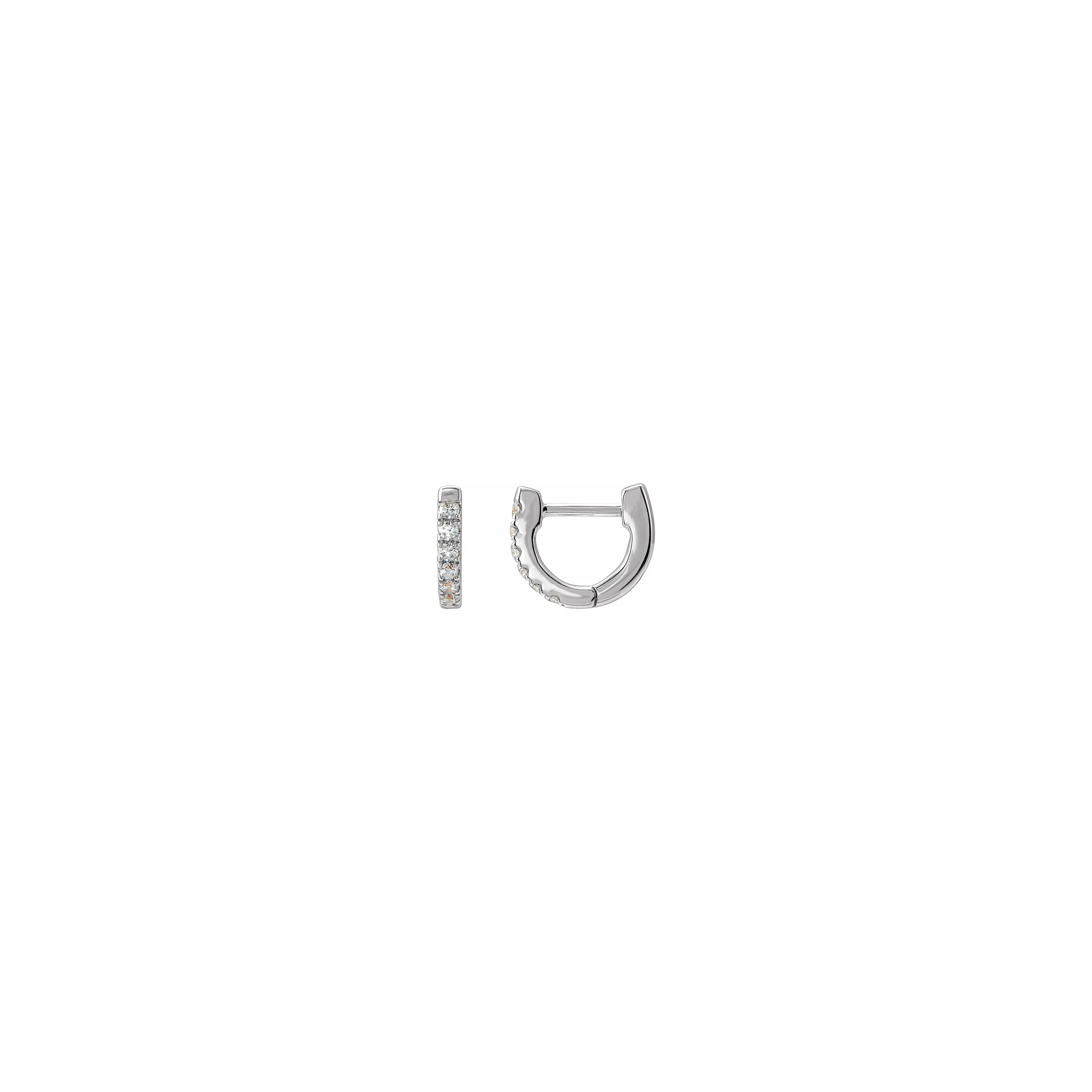 14k white gold diamond 8mm Huggie hoop earrings Tiny Gods