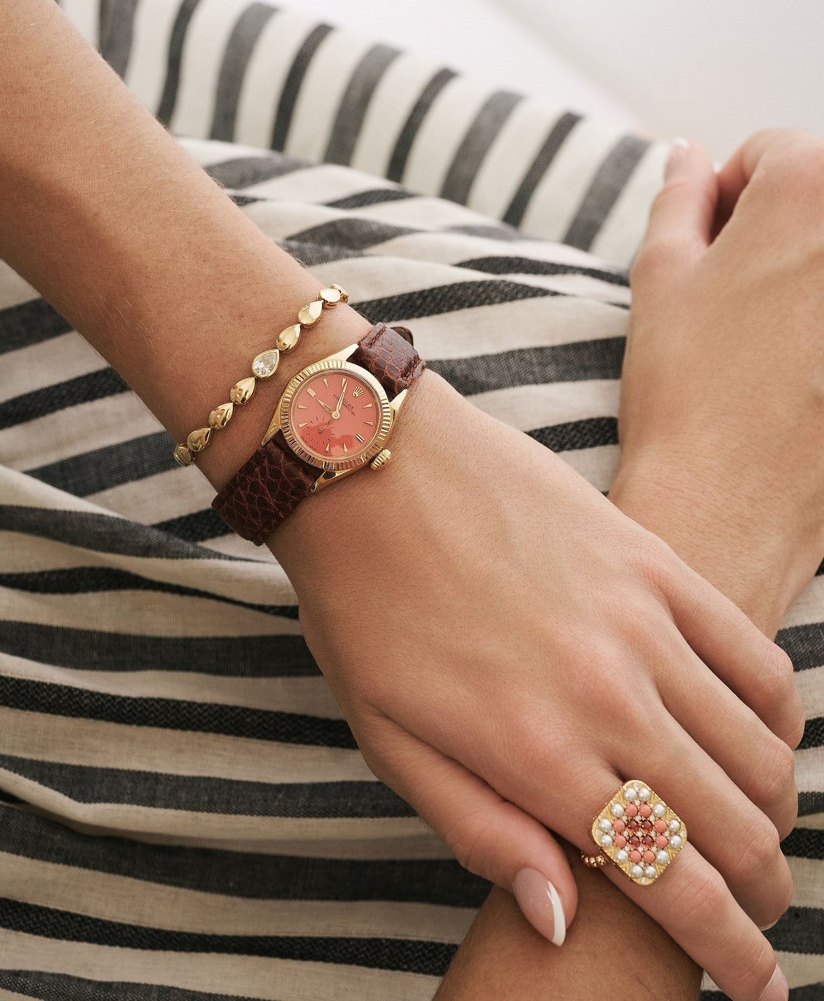 Pear Link with Diamond Bracelet