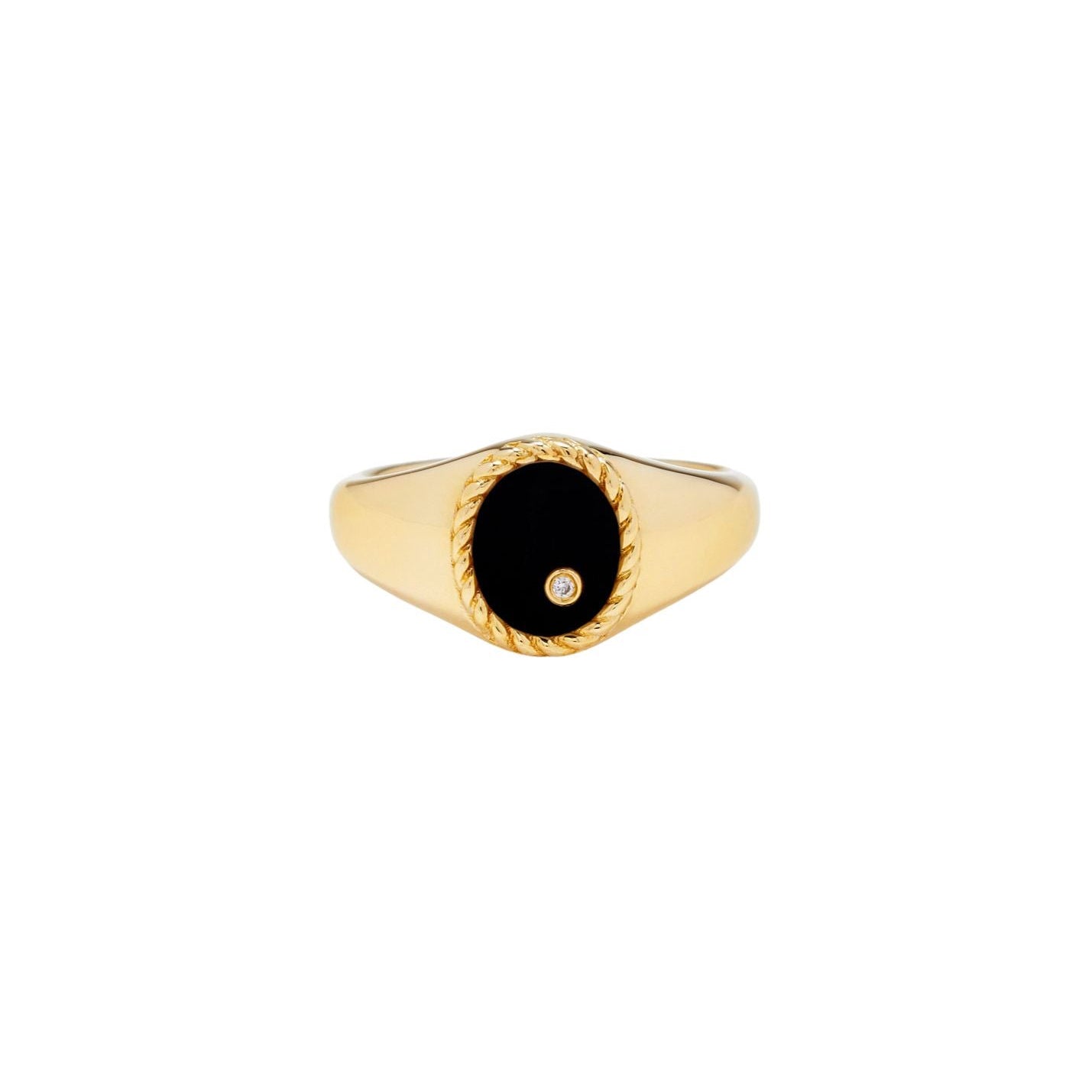 yellow gold Baby Chevalier Oval Onyx Signet Ring by Yvonne Leon pinky vintage black