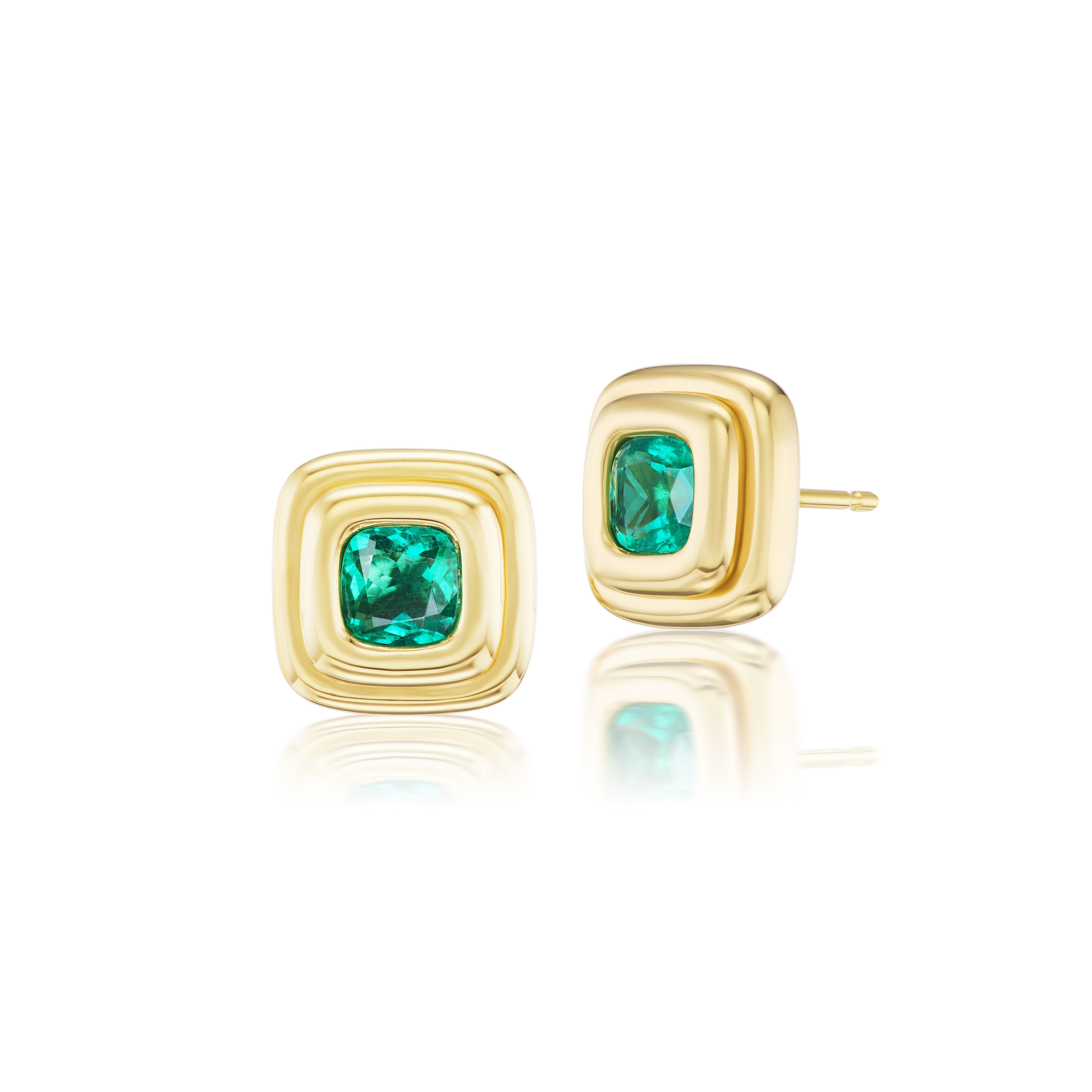 18K yellow gold Emerald Ripple Stud Earrings by Beck Jewels at Tiny Gods