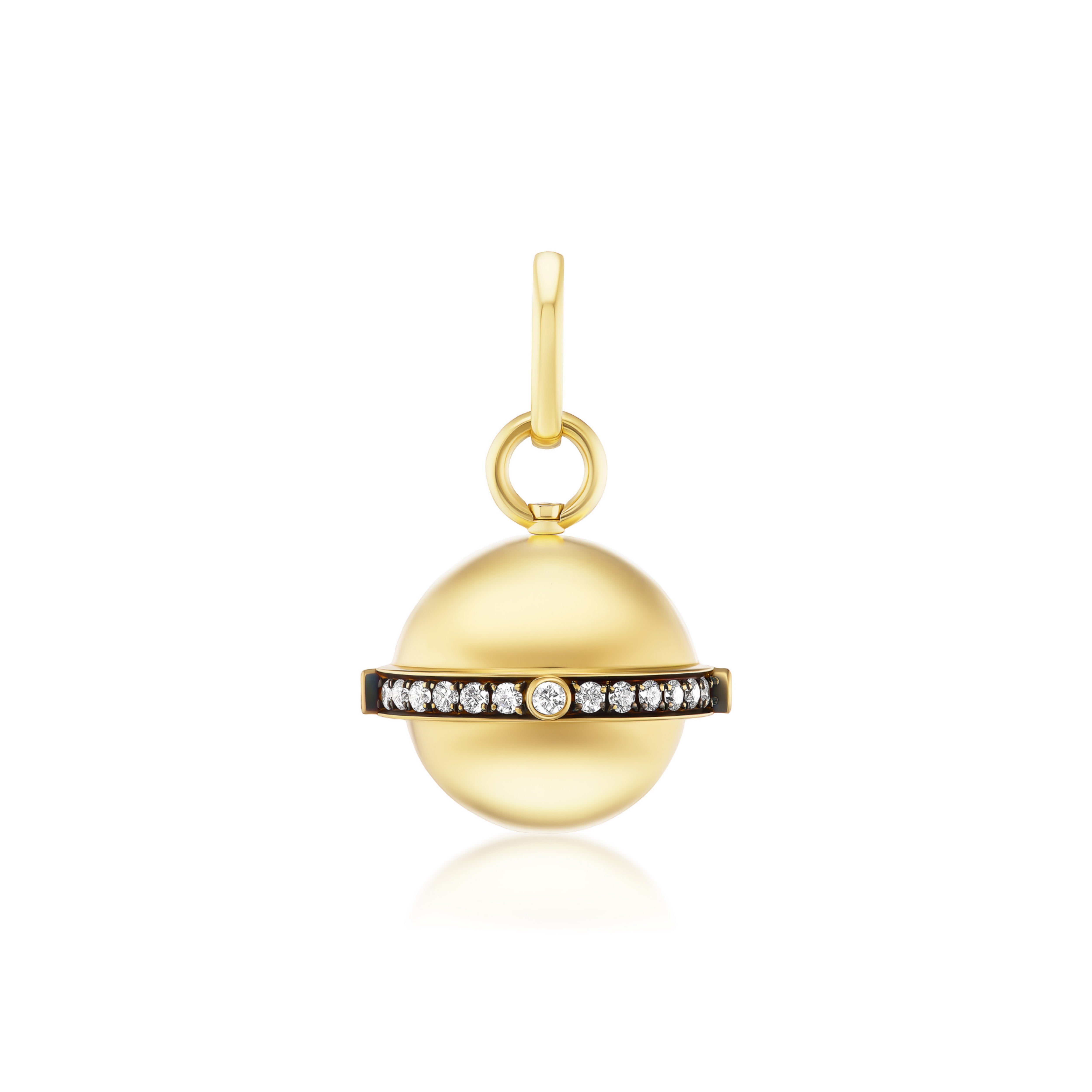 18k yellow gold que'heir que demain, love you more than yesterday, less than tomorrow, this french love token secret orb talisman has a hidden secret message by Circa 1700 Tiny Gods