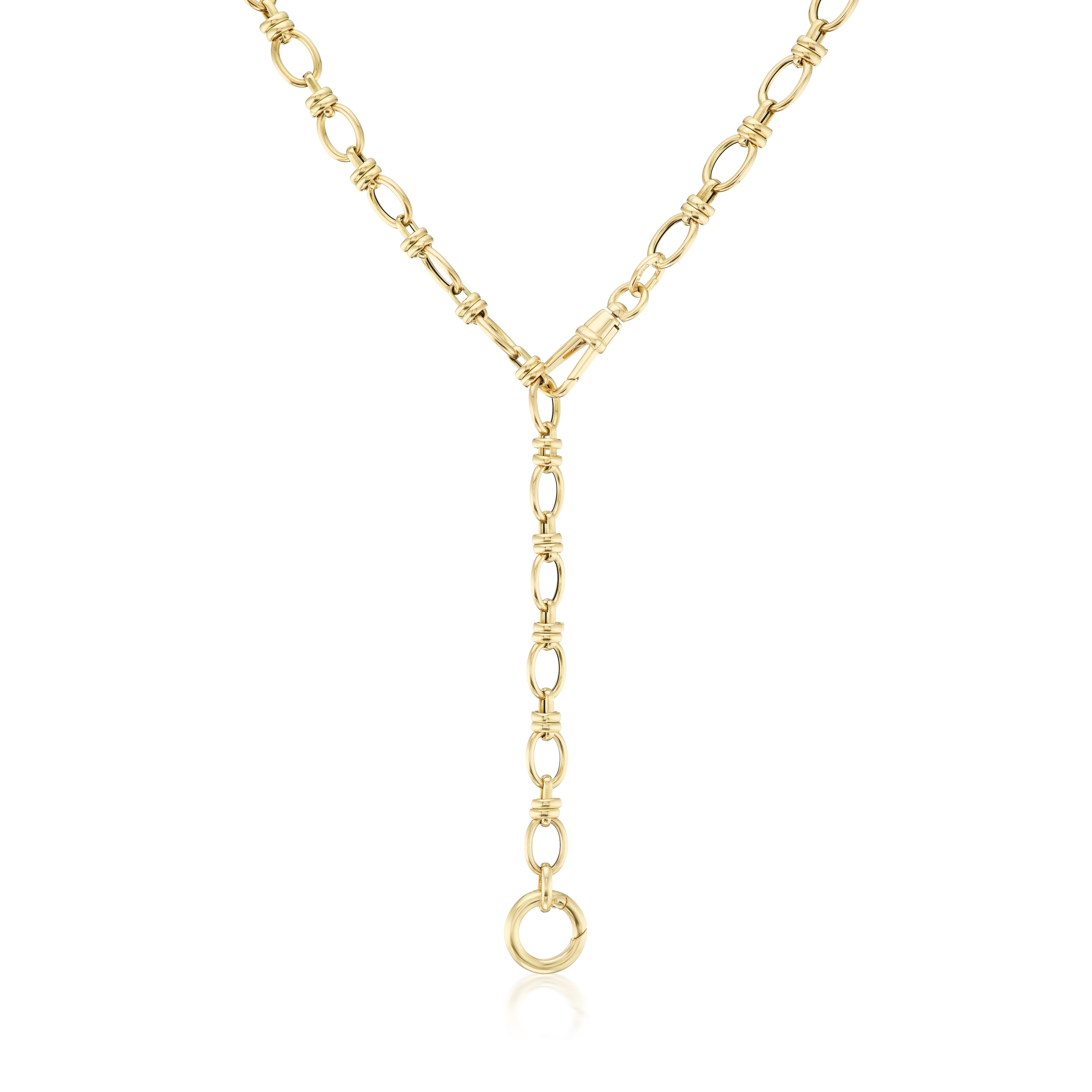 double clasp oval Rondelle link necklace yellow gold tiny gods exclusive