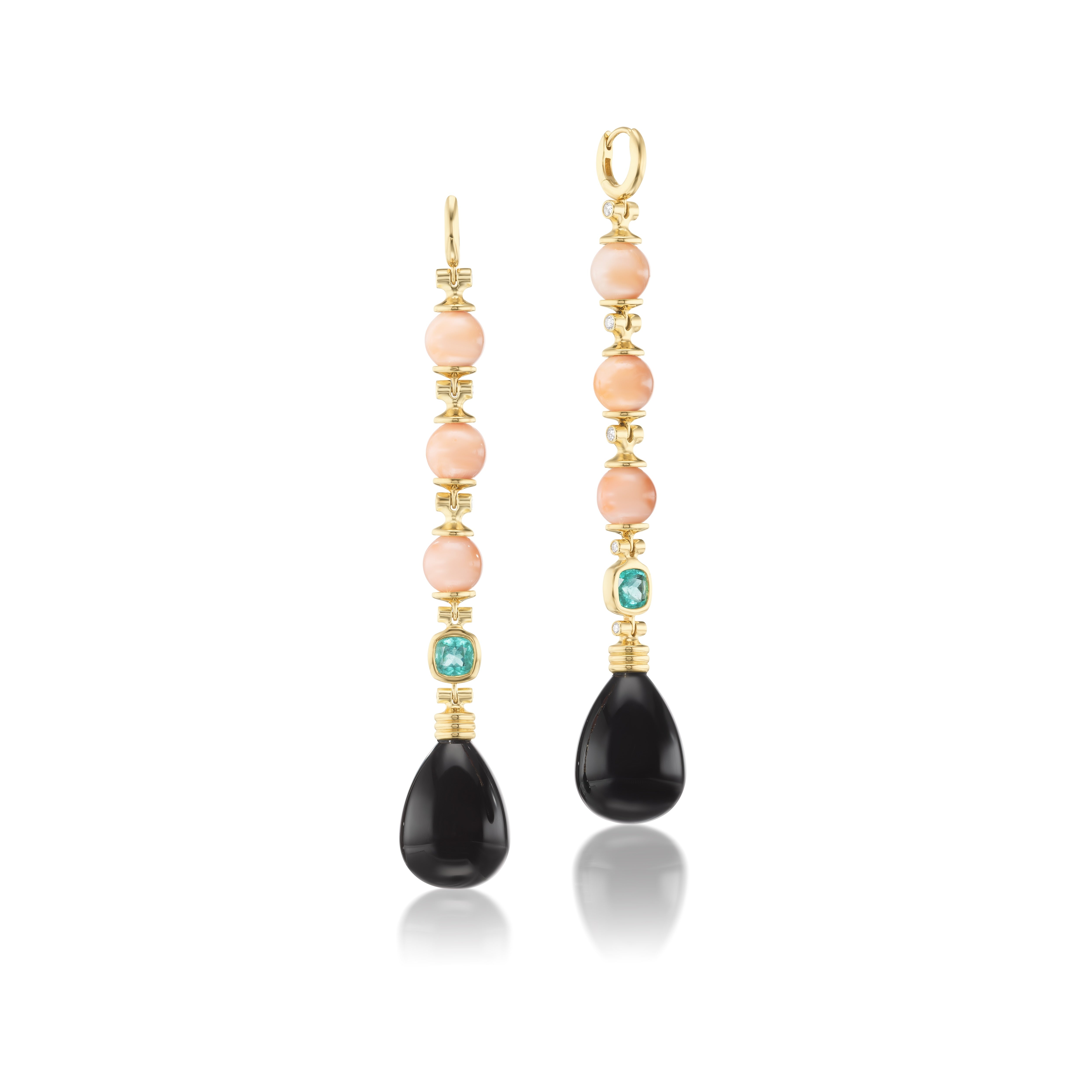 Porto Vintage Coral Earrings with Onyx Drop
