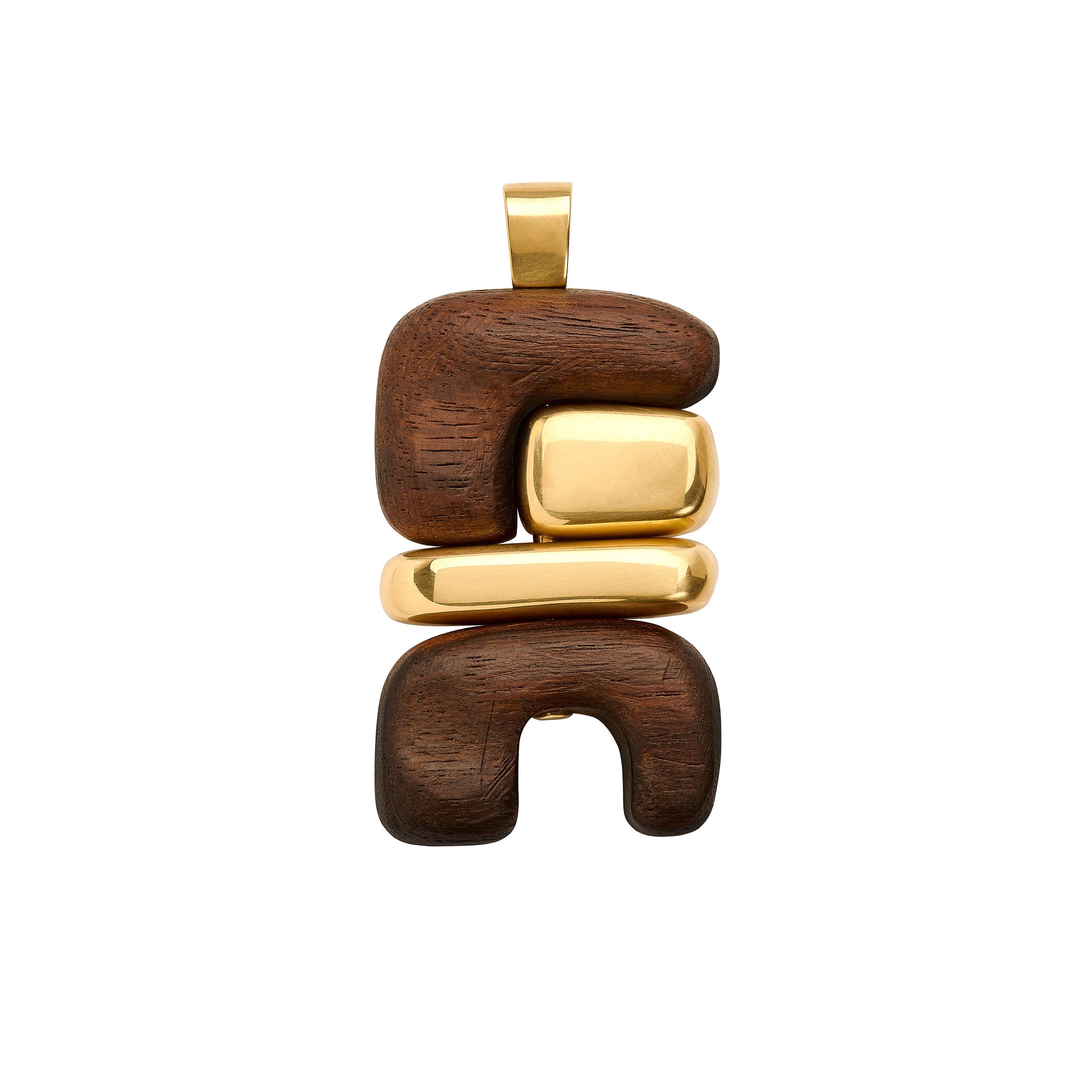 18k yellow gold wood Earth Totem Pedant by Joelle Kharrat at tiny gods