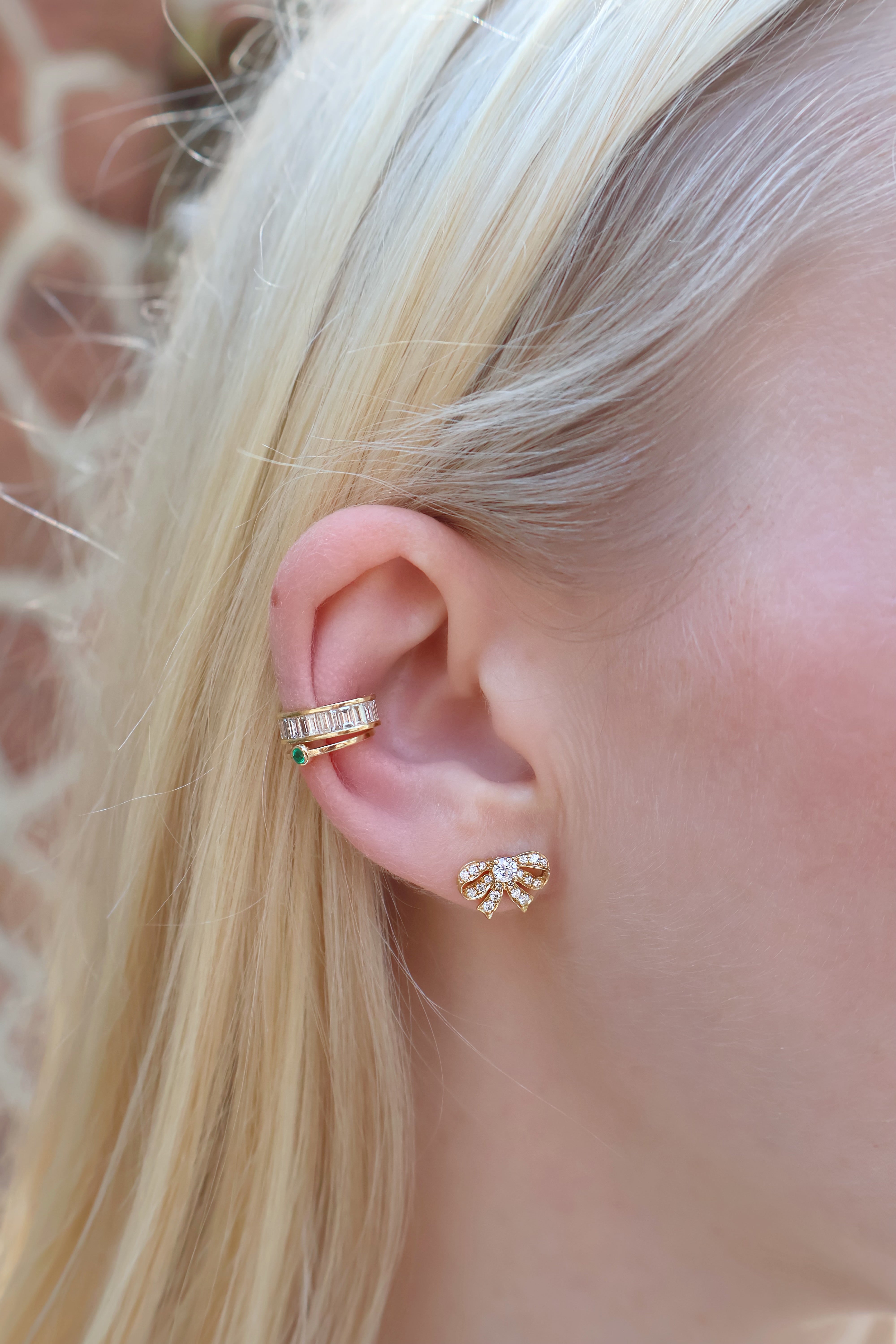 Anita Ko yellow gold earrings diamonds bow tiny gods