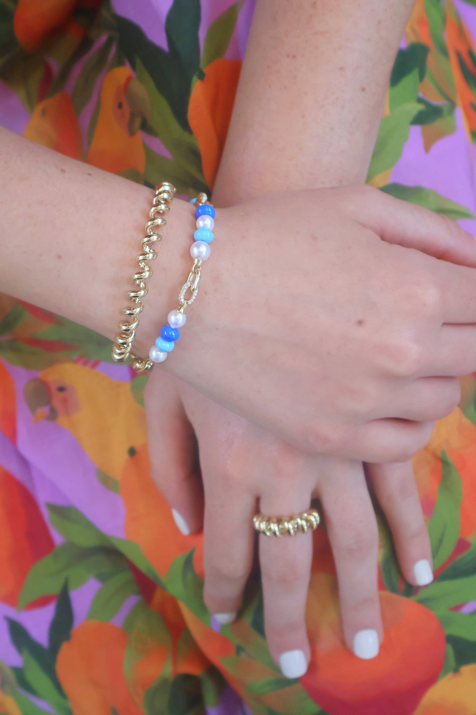 18k yellow gold slinkee bangle bracelet by Boochier Tiny Gods