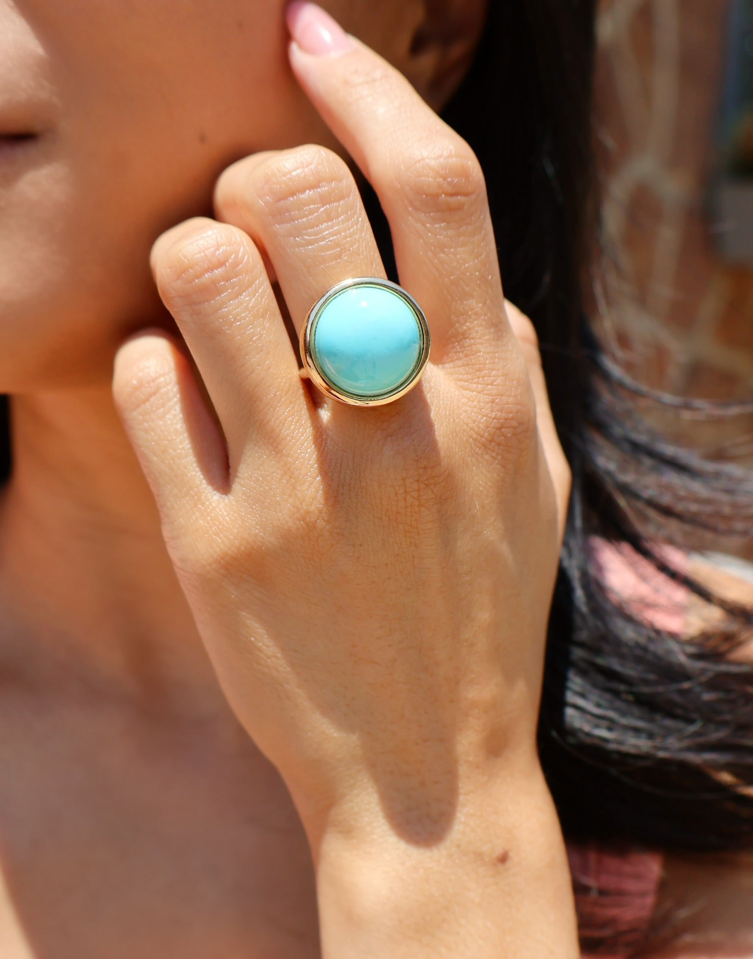 18k yellow gold scuba turquoise ring by Beck Tiny Gods