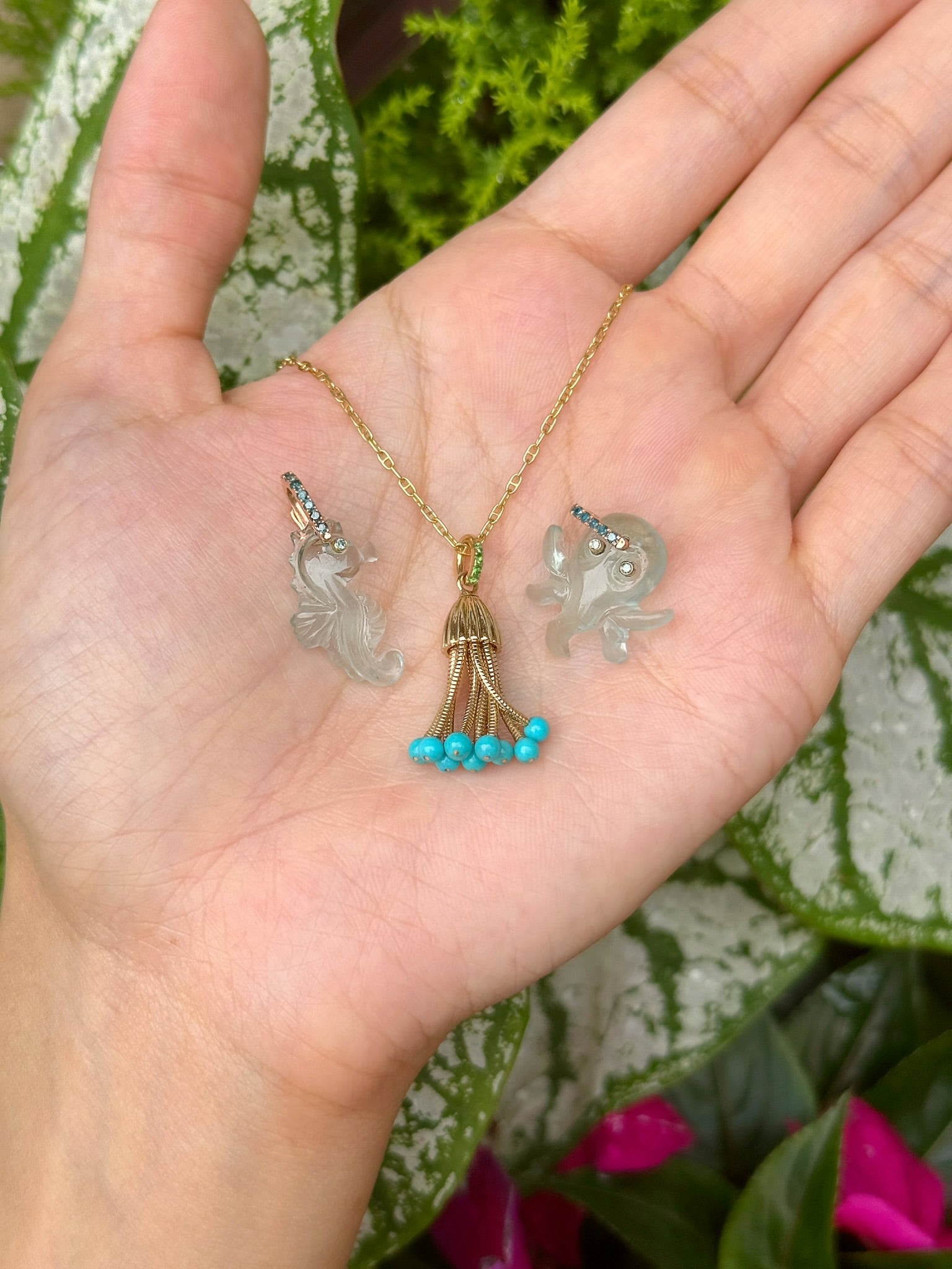 Aquamarine Octopus Charm
